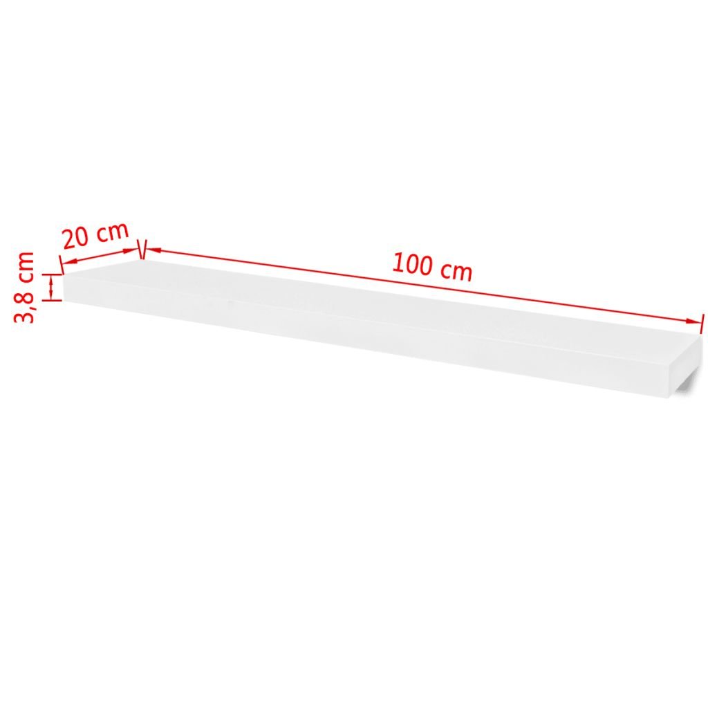 Festnight Set of 2 Floating Wall Shelves - Modern MDF Wall Mounted Display Shelf for Books, DVDs, Collectibles - White Home Office & Living Room Decor (39