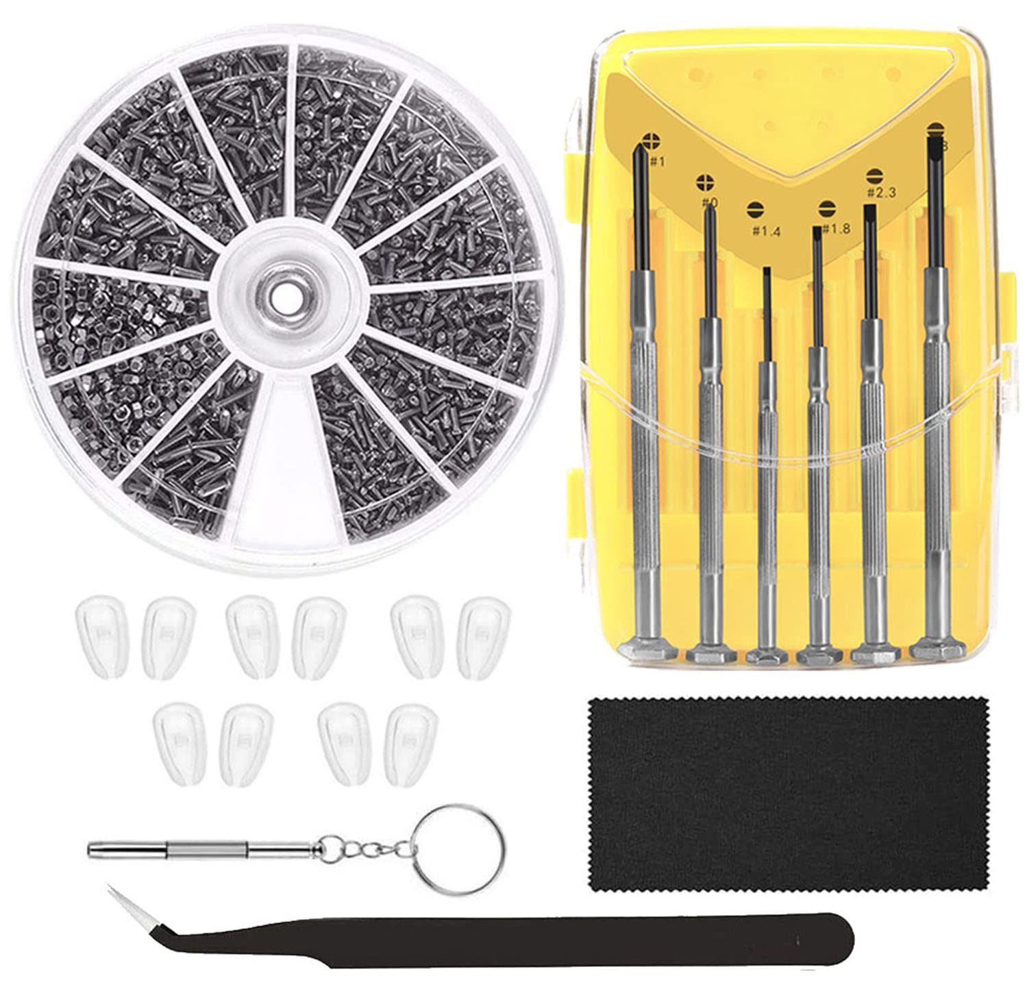 Endlanoo Eyeglasses Repair Kit with 6-Piece Magnetic Screwdriver & Screws - Fix Glasses, Sunglasses, Watches & Small Electronics - Perfect for Home, Office & Travel Use