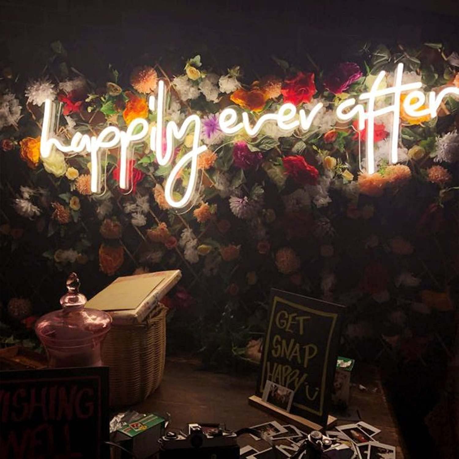 Custom 'Happily Ever After' LED Neon Sign - 70cm Warm White Handcrafted Wedding Wall Decor | Perfect for Bridal Showers, Anniversary Gifts & Home Decoration