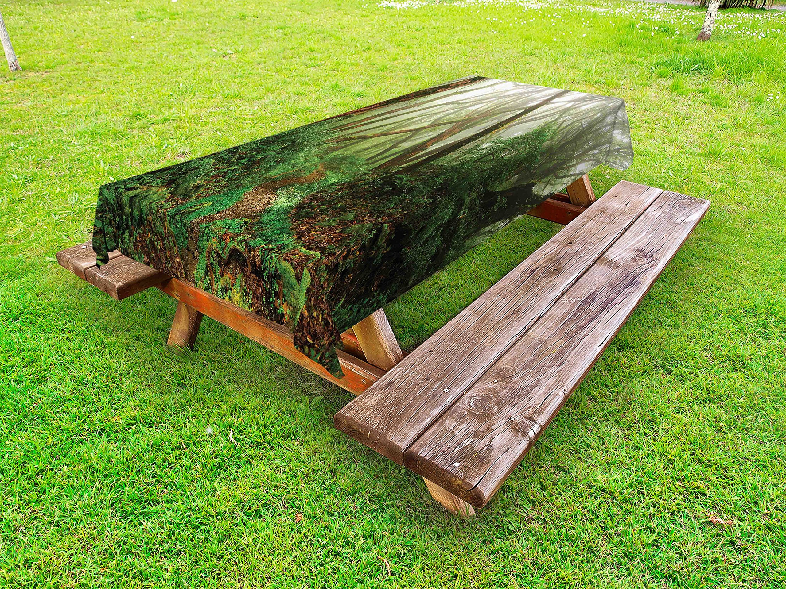 Ambesonne Waterproof Picnic Tablecloth - Spooky Tropical Jungle Print, 58