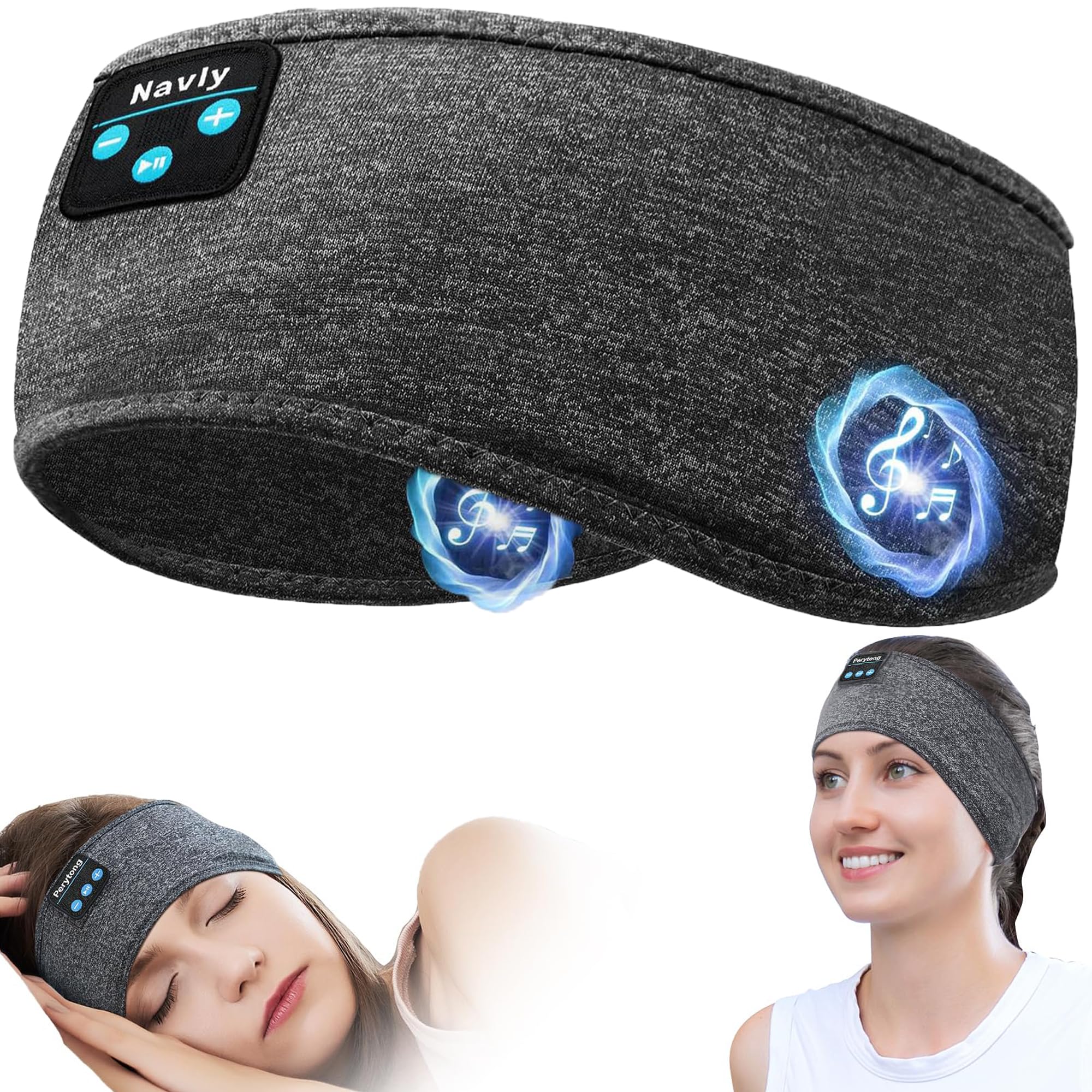 Navly Sleep Headphones - Ultra-Thin HD Stereo Sports Headband with Soft Cozy Earbuds, 10-Hour Battery Life for Workout, Running, Yoga & Travel | Perfect for Sleeping, Meditation & Relaxation