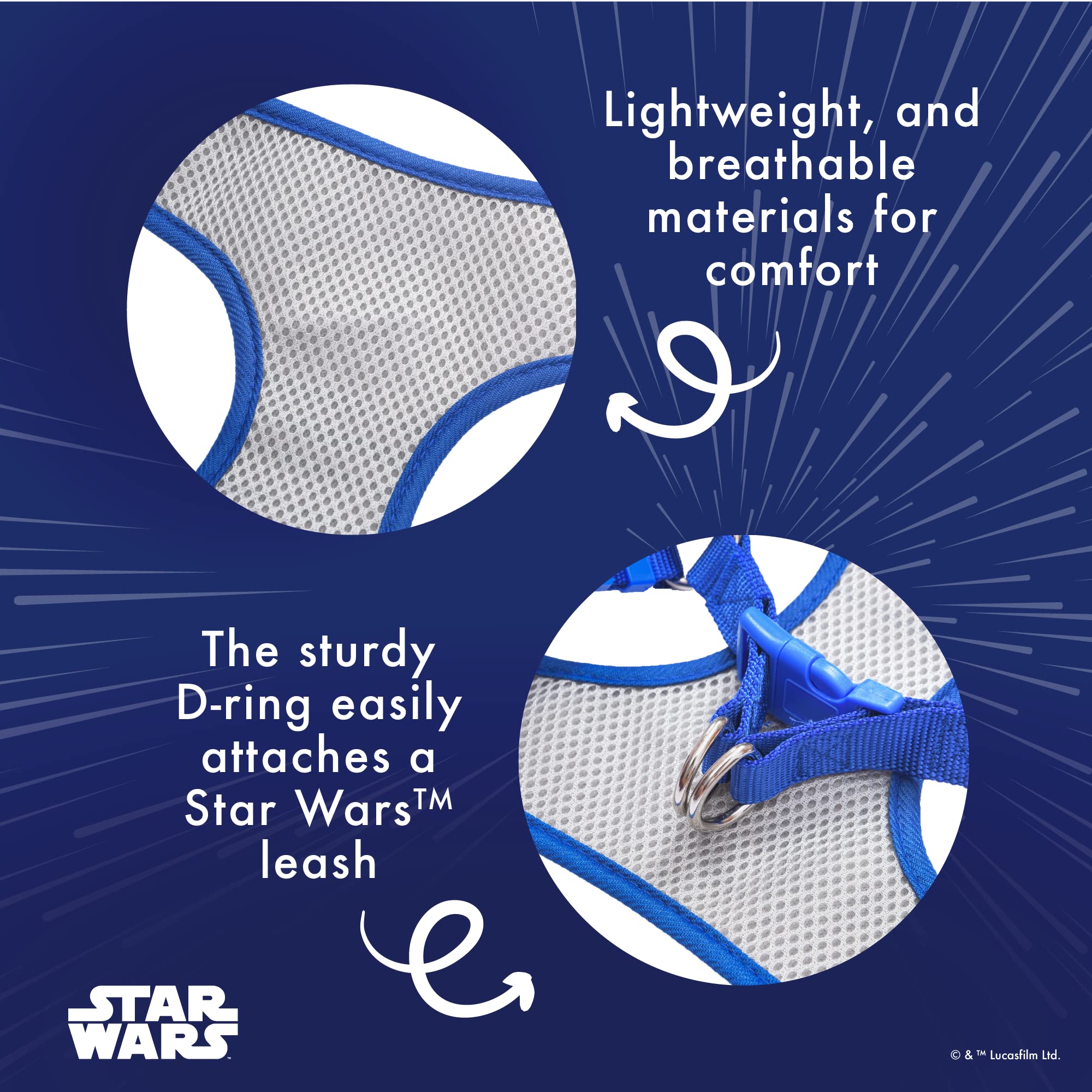 Star Wars R2D2 Dog Harness for Small Dogs - No Pull Step-in Pet Vest with D-Ring | Lightweight Breathable Cosplay Costume for Star Wars Fans | Perfect for Halloween, Comic Con & Daily Walks