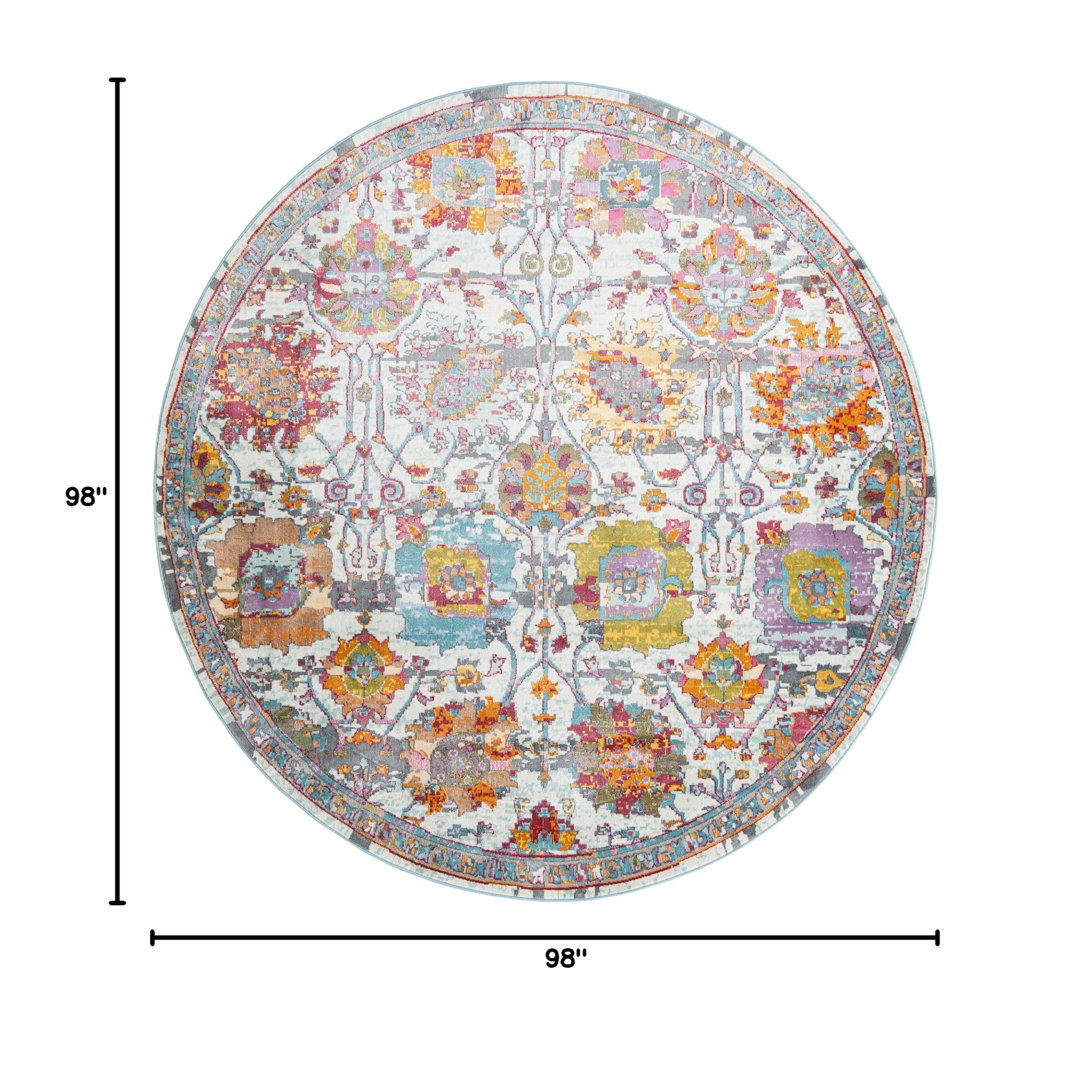 Paragon Collection 8 Ft Round Multi Medium-Pile Area Rug - Soft Kitchen & Dining Room Rug for Home Decor | Perfect for Living Spaces, Bedrooms & Entryways