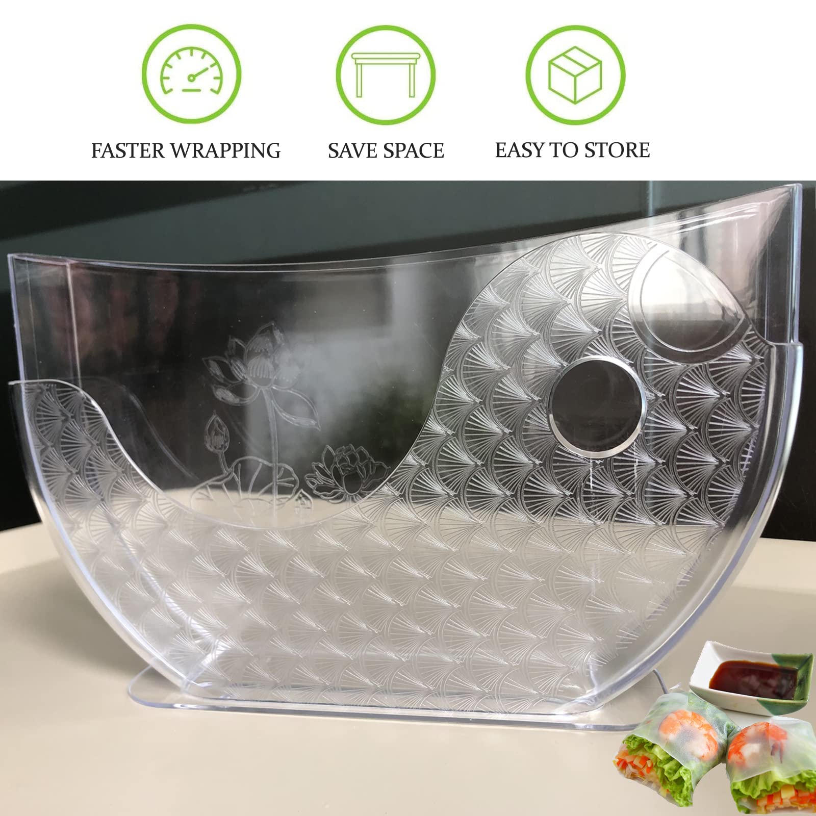 Premium Rice Paper Spring Roll Wrappers - Water Bowl Holder for Soaking & Making Fresh Summer Rolls, Egg Rolls (Rice Paper Not Included) | Perfect for Vietnamese Cuisine, Asian Cooking & Healthy Meal Prep