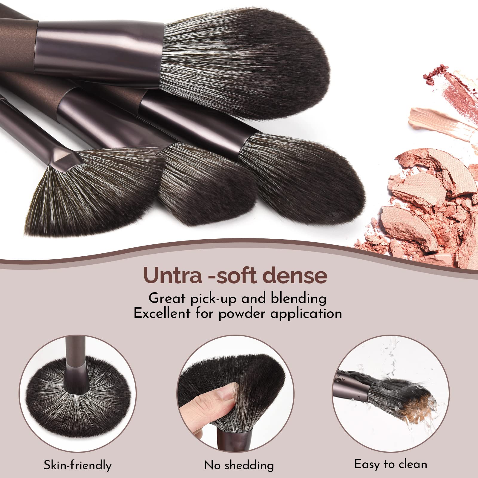 12-Piece Professional Makeup Brush Set - Premium Synthetic Bristles for Foundation, Concealer & Eyeshadow (Coffee) | Perfect for Daily Makeup, Travel & Professional Makeup Artists