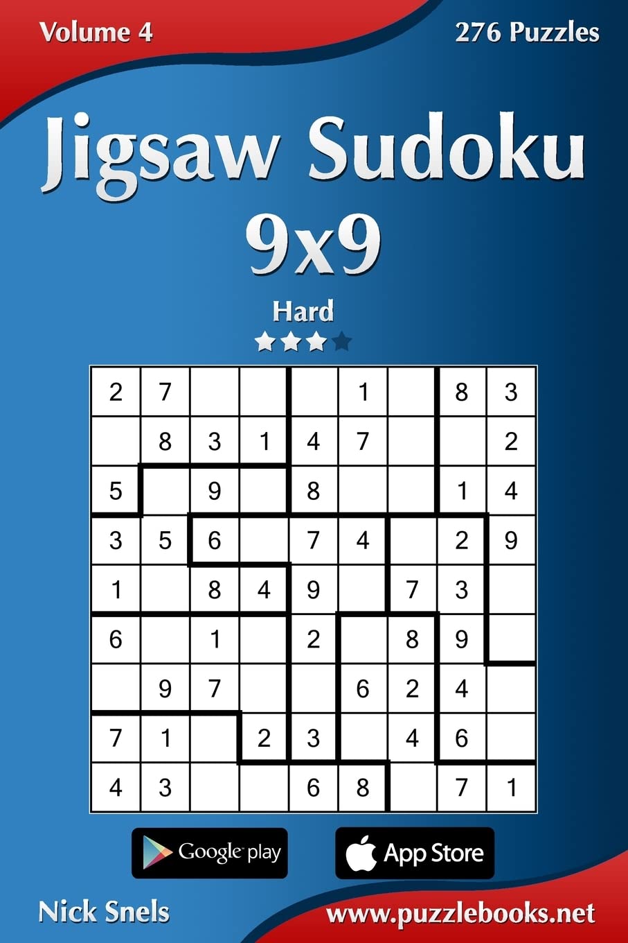 Hard Jigsaw Sudoku 9x9 Puzzle Book - 276 Brain Teasers for Adults