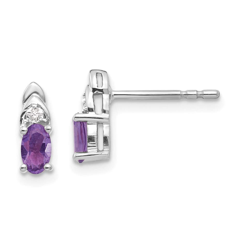 14K White Gold Genuine Amethyst and Diamond Stud Earrings for Women - Elegant Fine Jewelry Gift for Her - Perfect for Weddings, Anniversaries & Special Occasions