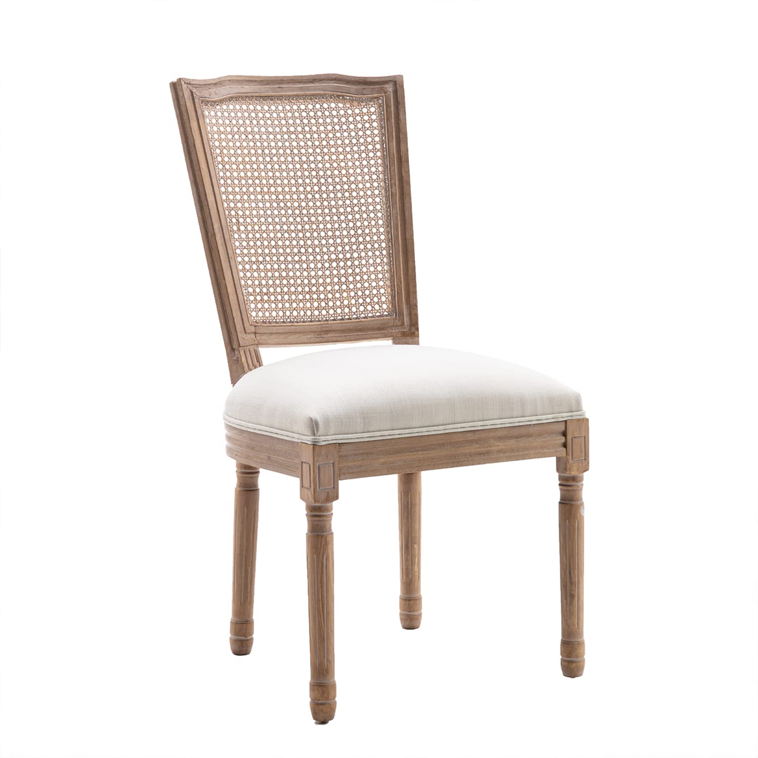 Nrizc Farmhouse Dining Chairs Set of 4 - French Country Style Rattan Back Chairs with Solid Wood Legs - Bistro Kitchen & Restaurant Furniture for Dining Room, Living Room, Patio and Cafe Decor