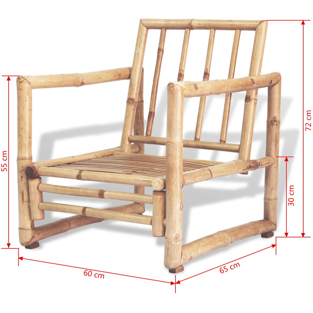 2-Piece Patio Chairs Set with Cushions & Pillows - Weather-Resistant Bamboo Outdoor Furniture for Garden, Deck, Balcony, Backyard & Poolside - Perfect for Relaxing, Entertaining & Sunbathing