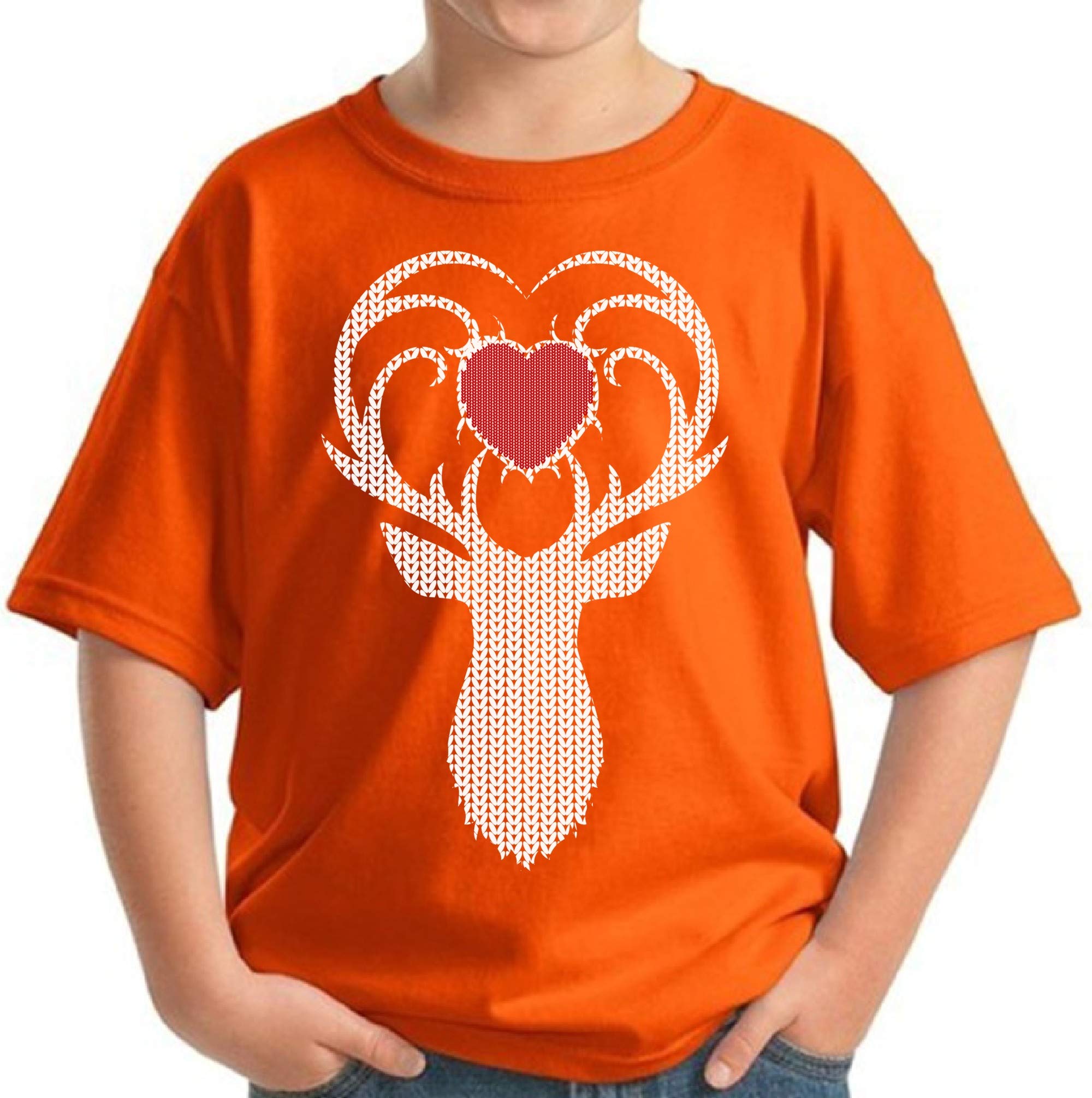 Funny Ugly Christmas T-Shirt for Boys & Girls - White Deer with Heart Holiday Design | Kids Christmas Party Outfit, Family Matching PJs, Festive Gift