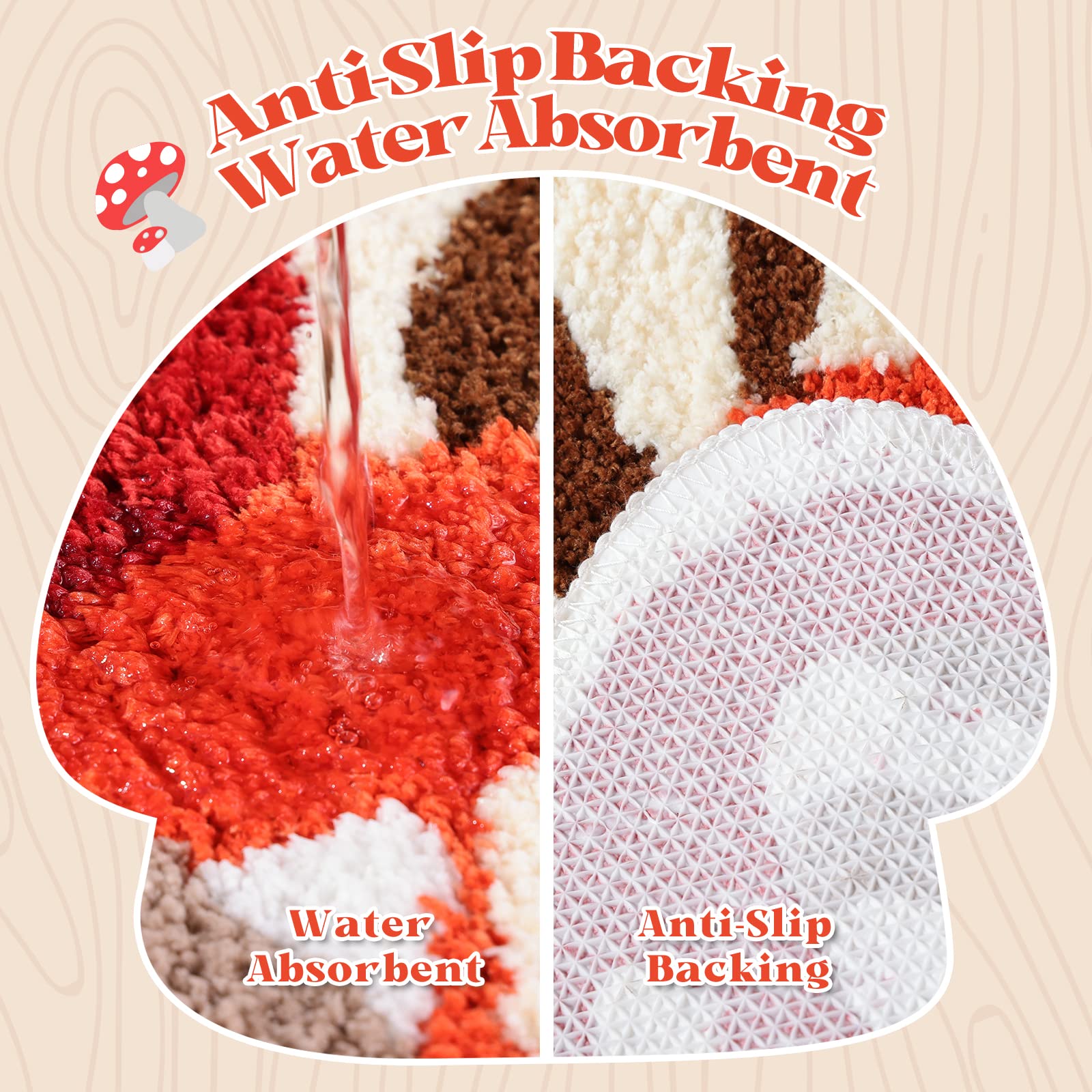 TRUEDAYS Non-Slip Cute Red Mushroom Bathroom Rug - Super Absorbent Soft Washable Bath Mat for Women, Kids & Girls - Perfect for Tub, Shower & Bathroom Floor Decor
