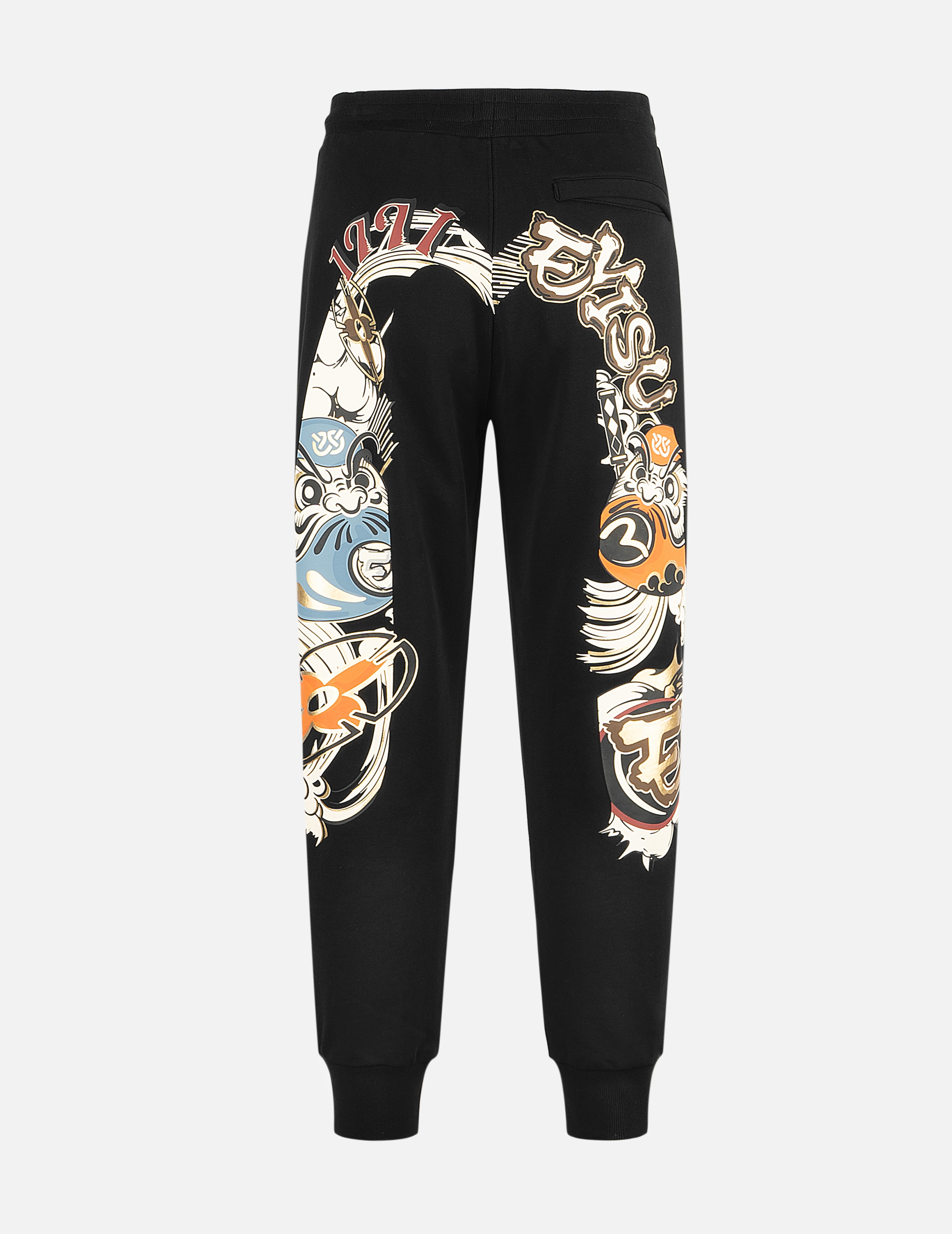Ninja Daruma Daicock Print Regular Fit Sweatpants for Men - Japanese Streetwear Style Lounge Pants - Perfect for Casual Wear, Gym, and Home Relaxation