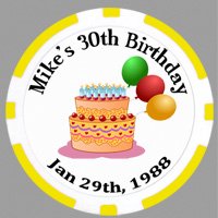 Personalized 50th Birthday Poker Chips Set - Custom Cake Design with Your Text - Perfect for Casino Themed Parties, Poker Nights & Milestone Celebrations