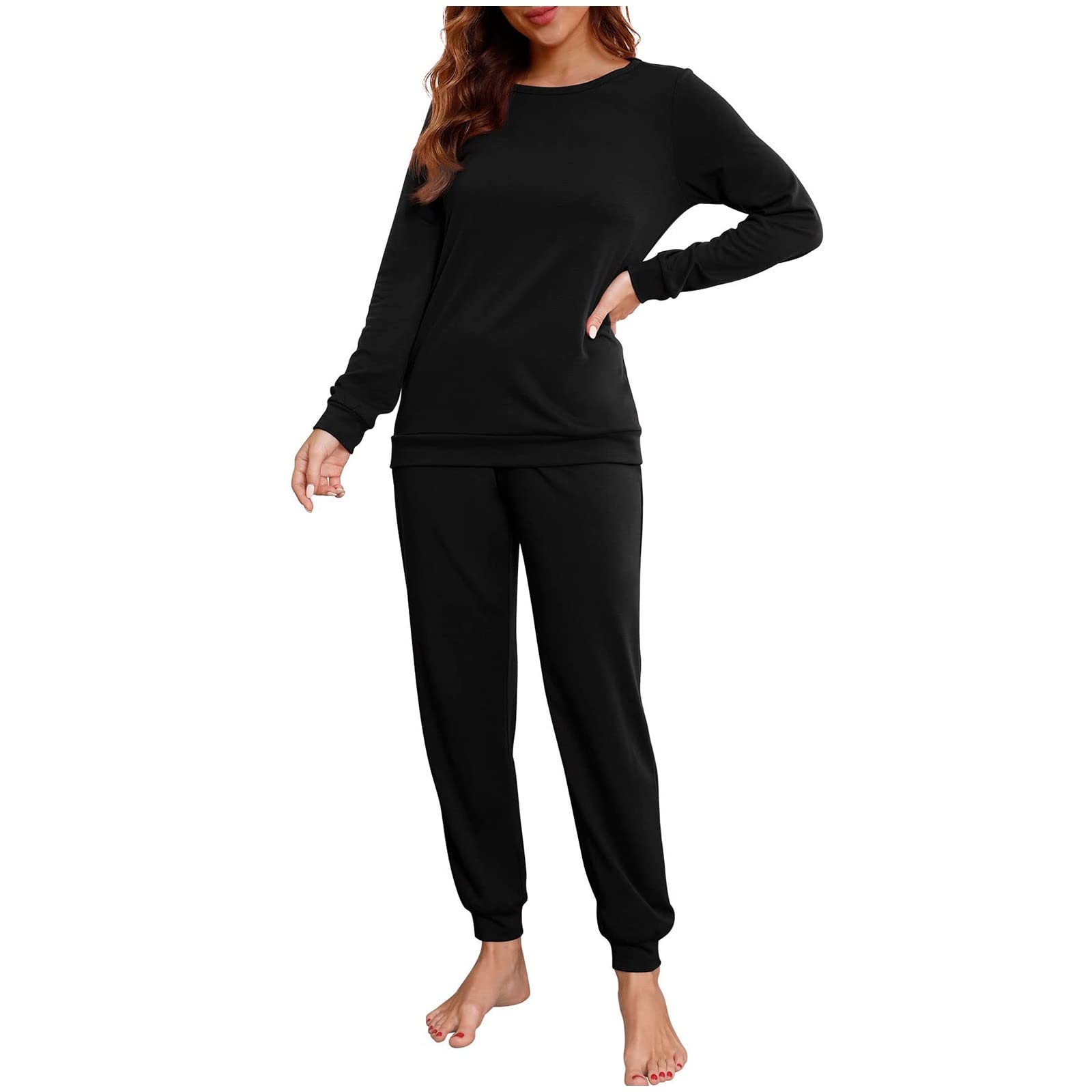 Women's Long Sleeve Pajama Set - Soft Sleepwear & Lounge Pjs with Pockets - Cozy Nightwear for Women - Perfect for Sleeping, Lounging & Relaxing at Home