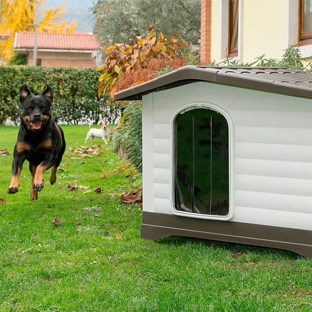 Ferplast DOGVILLA 90 Outdoor Dog House - Durable Thermoplastic Resin Kennel with Side Opening Panel - Perfect for Backyard, Patio & Garden Use