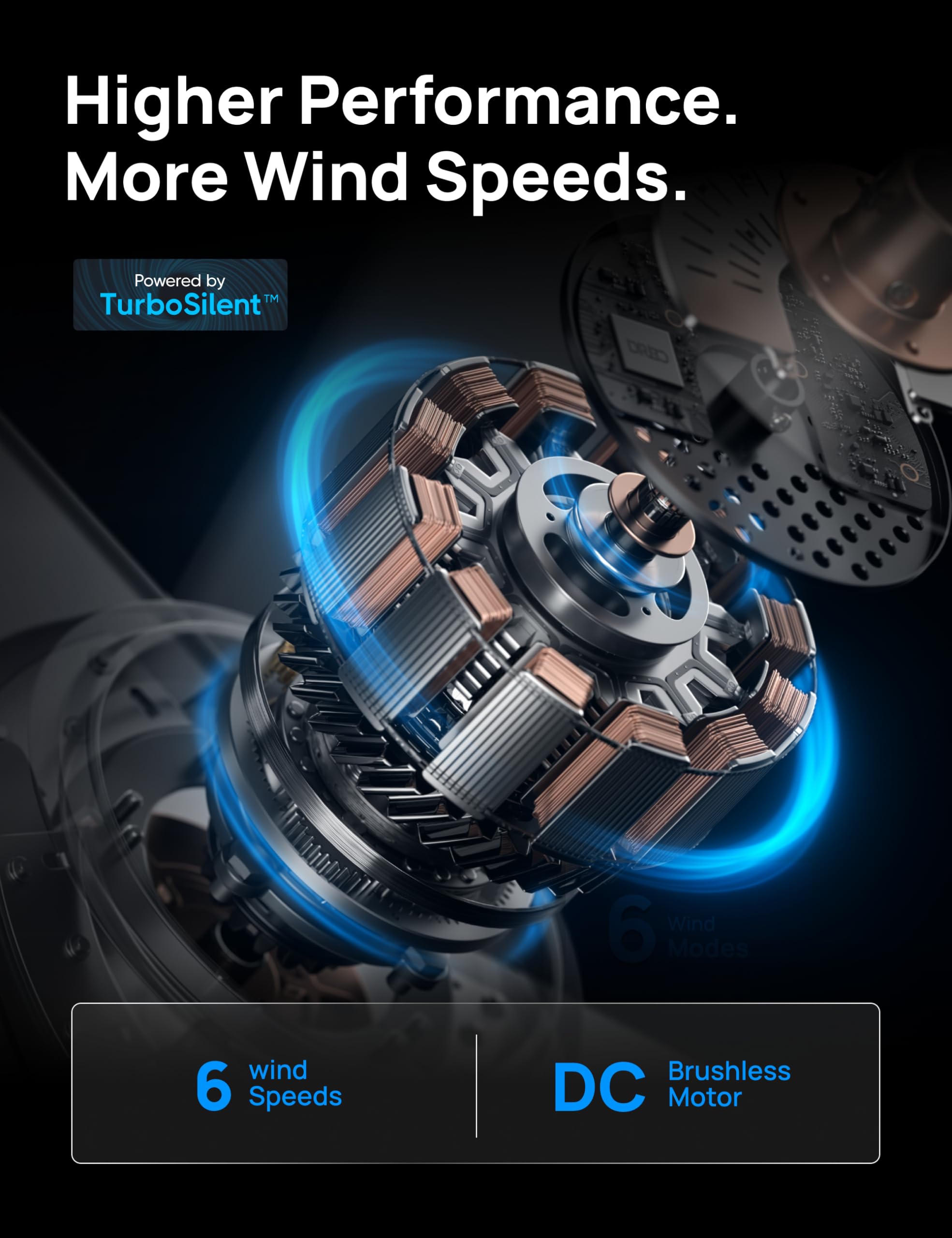 Dreo 44 Inch Low Profile Black Ceiling Fan with Lights and Remote Control - Reversible Blades, 5CCT, 6-Speed & 6-Level Dimmable, Ultra Quiet, Easy Installation, Timer Function - Perfect for Bedroom, Living Room, and Office Spaces