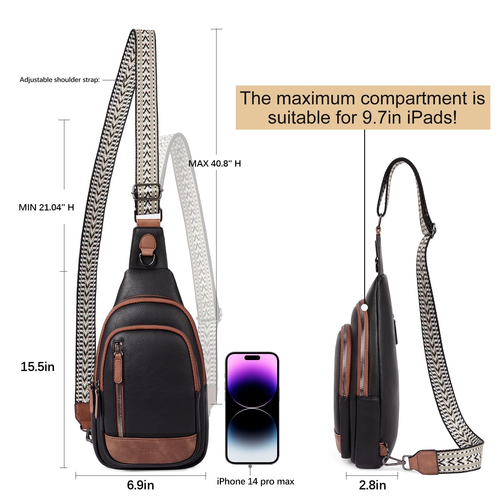 CLUCI Women's Leather Crossbody Bag - Stylish Sling Backpack Purse for Travel, Work & Everyday Use | Durable & Fashionable Shoulder Bag