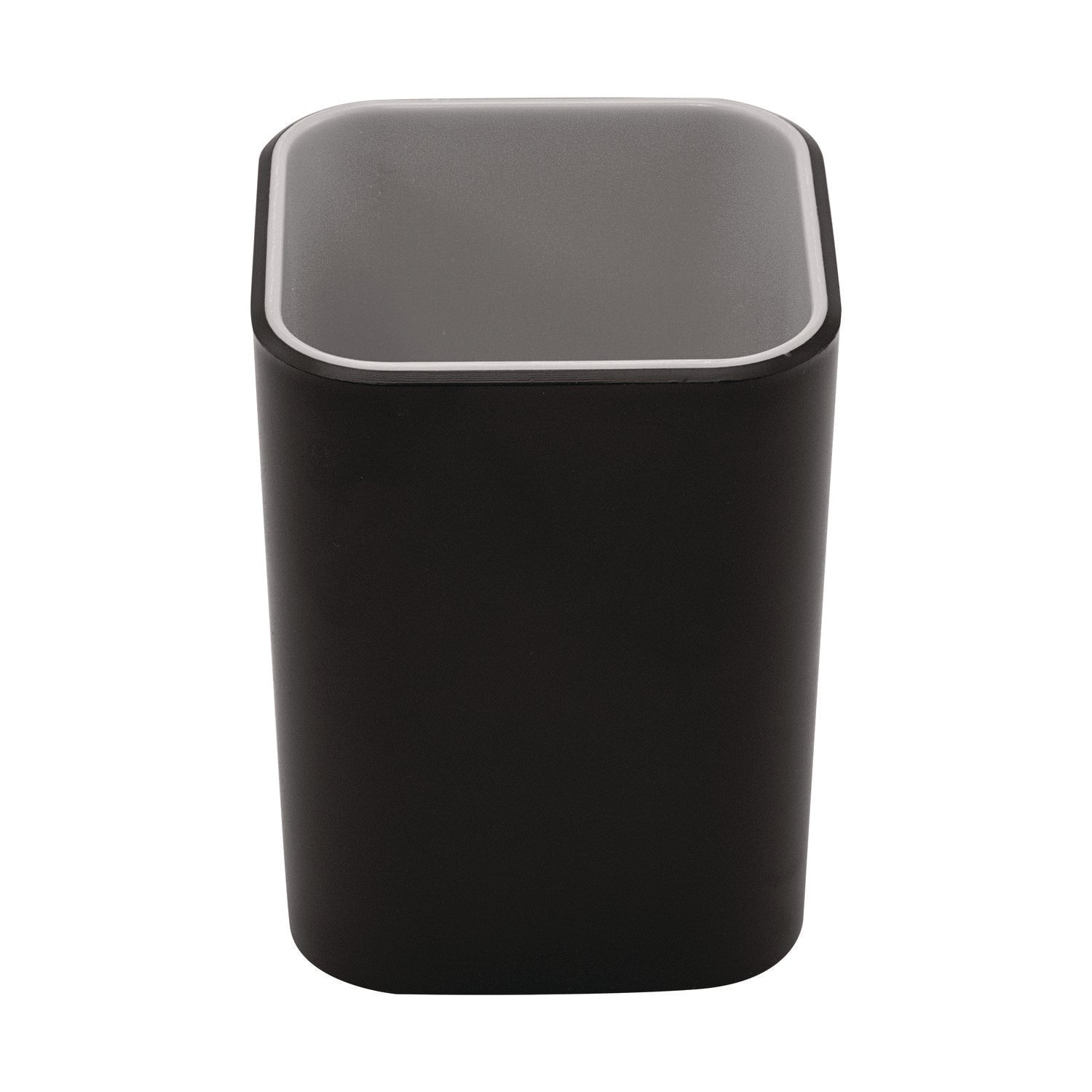 Advantus Fusion Plastic Pencil Cup Holder - 2.99 x 2.99 x 3.96 Inches - Black & Gray Desk Organizer for Office, School, or Home Workspace
