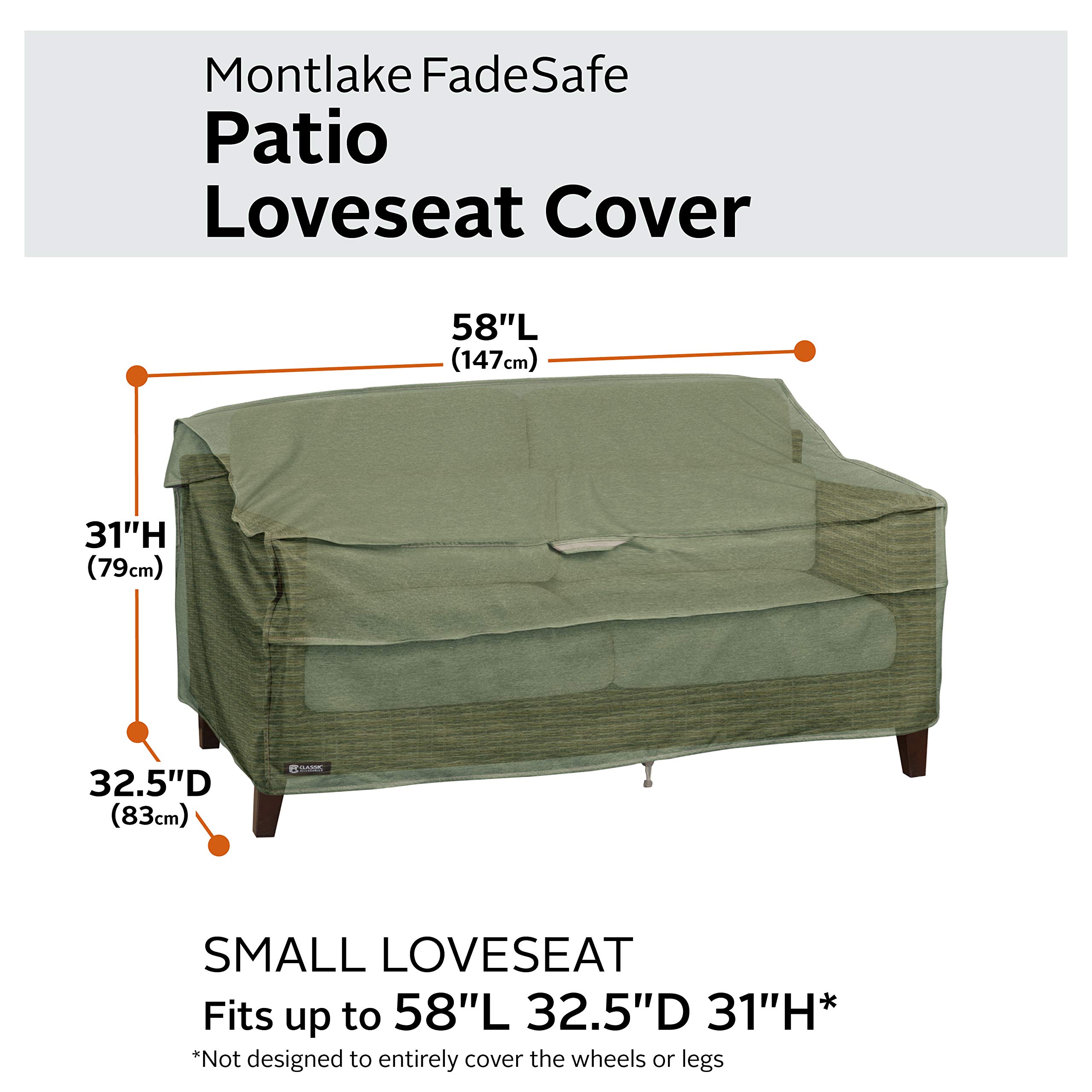 Classic Accessories Montlake FadeSafe Water-Resistant 58 Inch Patio Bench Cover, Heather Fern - Perfect for Outdoor Furniture Protection