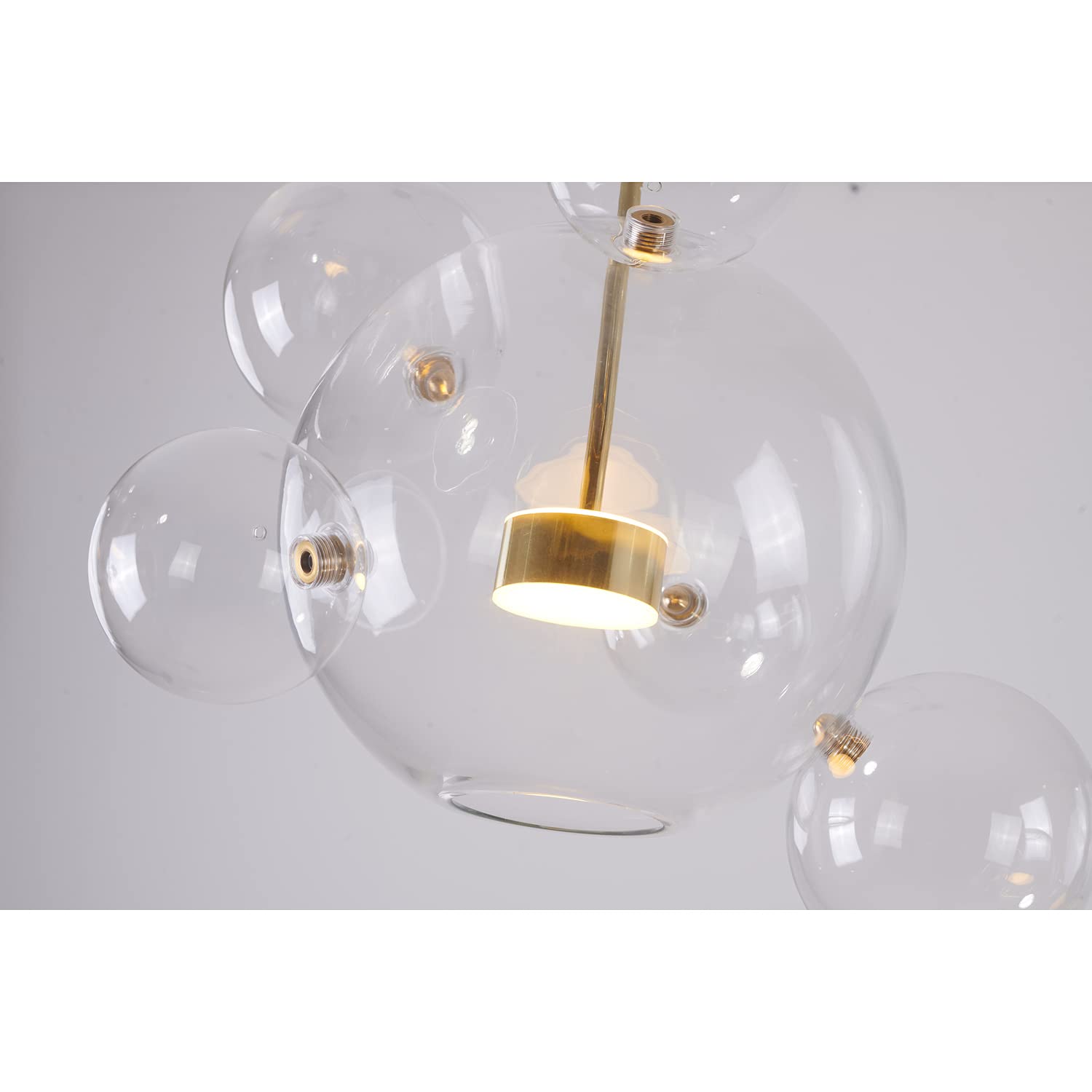 Bethel Clear Bubble Glass LED Chandelier with Gold & Black Hardware - Elegant Lighting Fixture for Dining Room, Living Room, Bedroom & Entryway