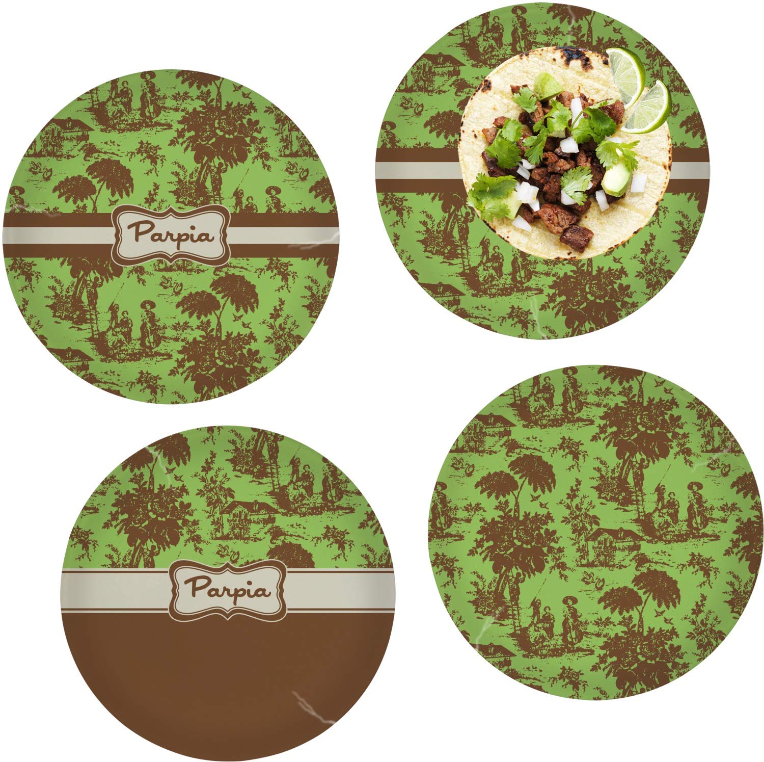 Personalized Green & Brown Toile 10