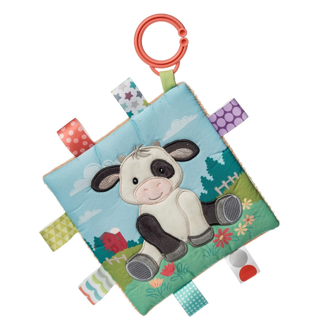 Mary Meyer Taggies Buttercup Cow Crinkle Me Baby Toy - Soft Sensory Plush with Crinkle Sounds & Textured Tags for Infants & Toddlers | Perfect for Teething, Cuddling & Early Learning Playtime