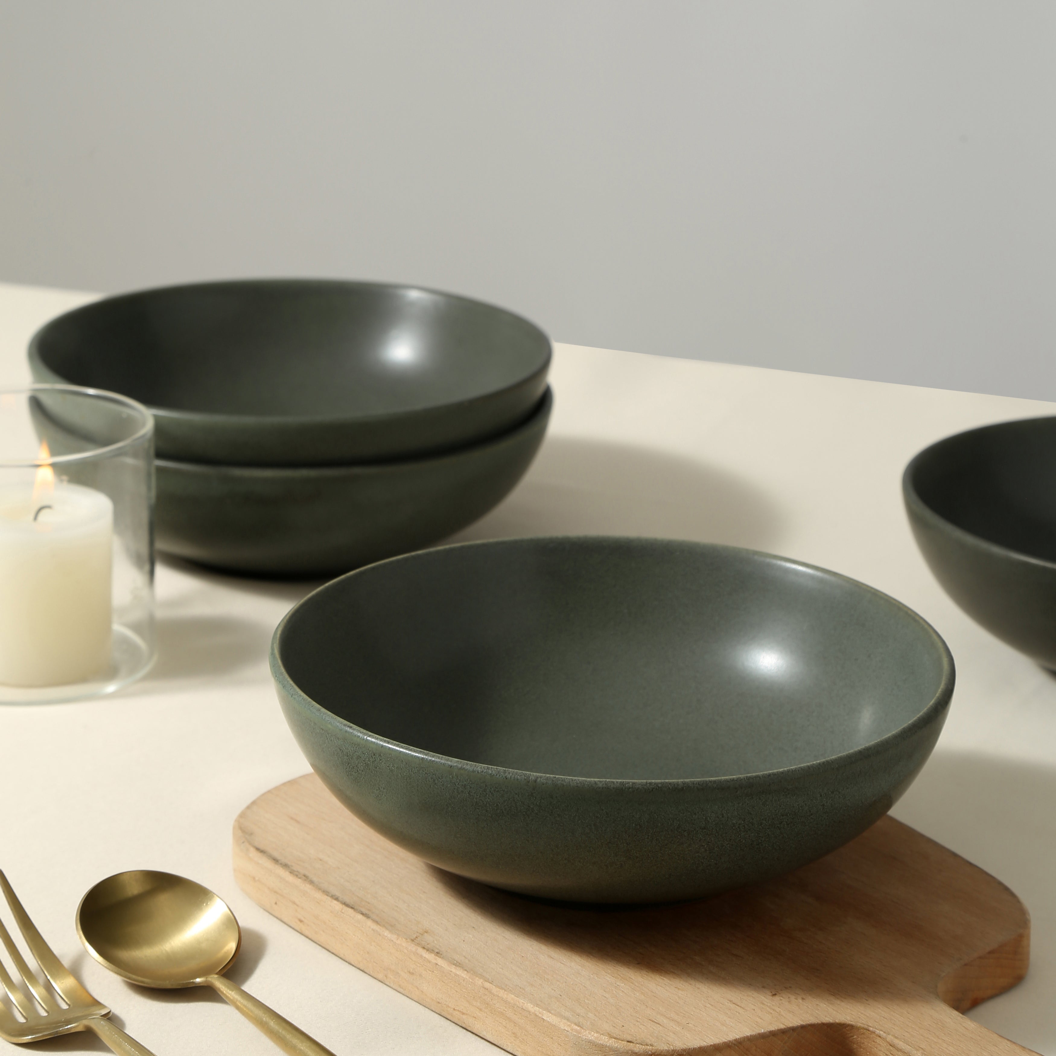 Premium Grao Stoneware Dinnerware Set - Eco-Friendly Green Dinner Plates, Bowls & Mugs - Perfect for Family Dinners, Restaurant Use & Special Occasions