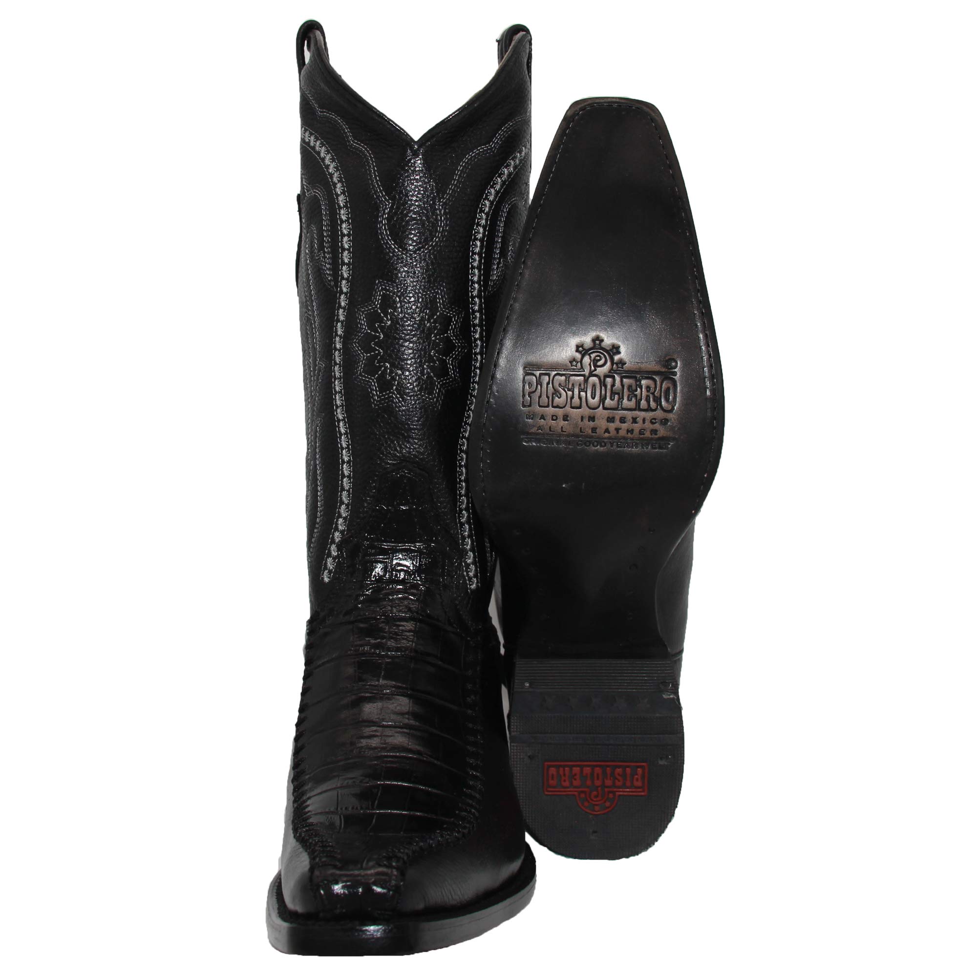 Premium Genuine Cowhide Leather Men's Western Boots with Crocodile Alligator Print - Stylish & Durable Cowboy Boots for Rodeo, Country Music Festivals & Western Fashion