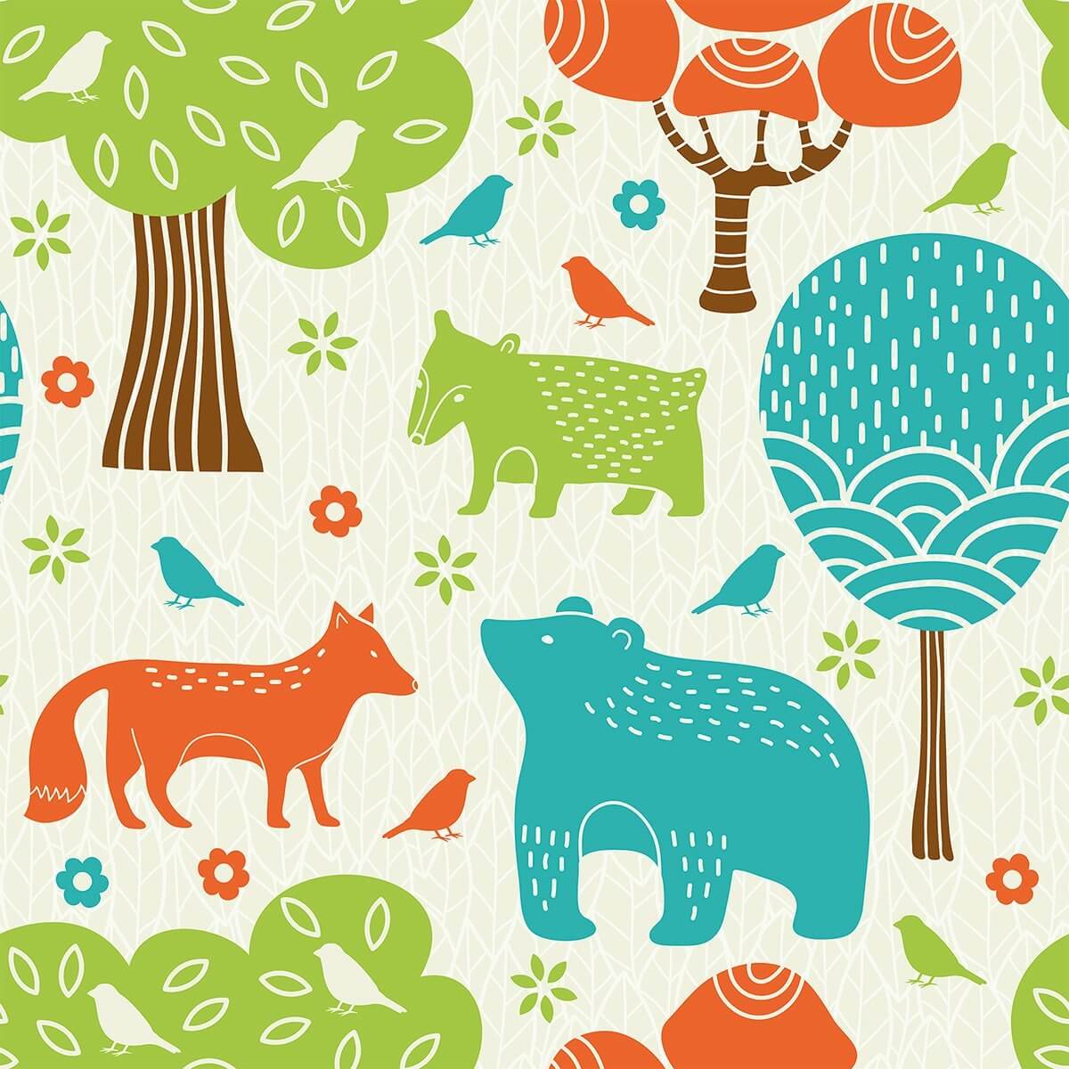 Brown & Green Animal-Themed Peel & Stick Removable Wallpaper for Nursery & Kids Room Decor - Easy DIY Wall Covering for Baby Bedrooms & Playrooms