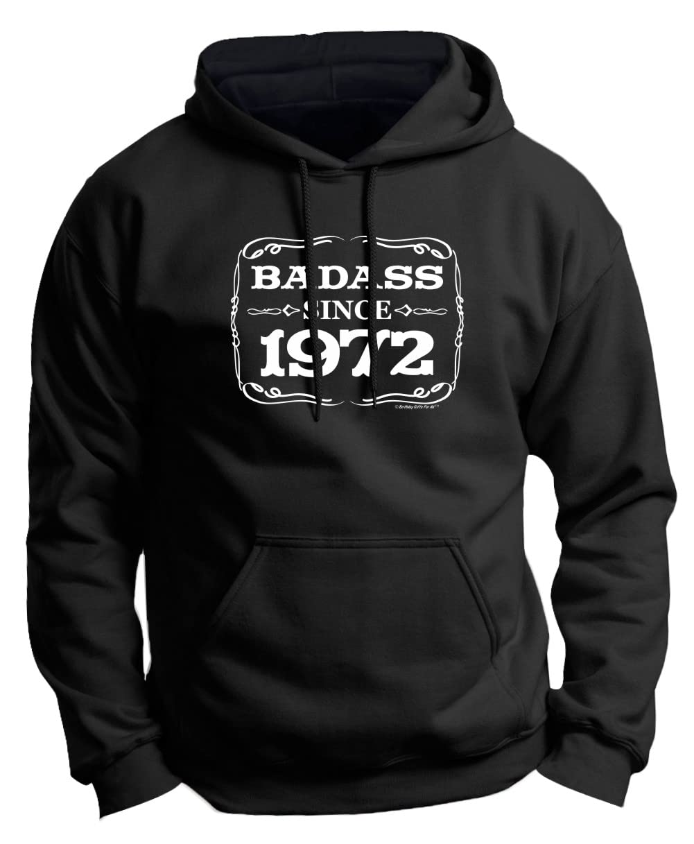 Badass Since 1972 50th Birthday Gifts Premium Hoodie Sweatshirt for Men & Women - Perfect for Celebrations, Parties, and Casual Wear