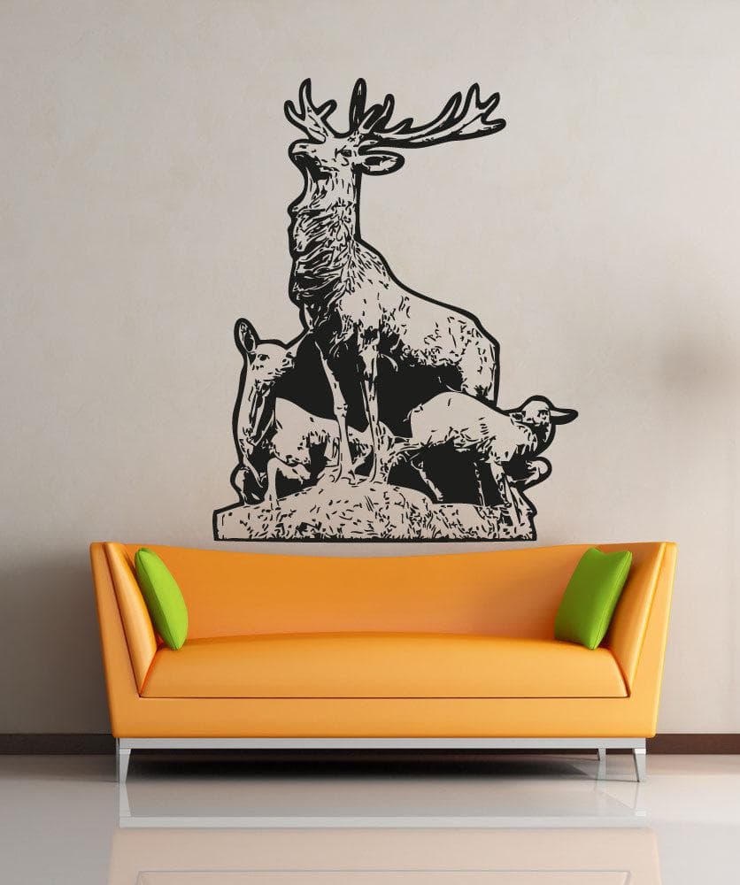 Vinyl Wall Decal Sticker - Father Deer and Fawn #5046 | Removable Home Decor for Nursery, Living Room & Bedroom