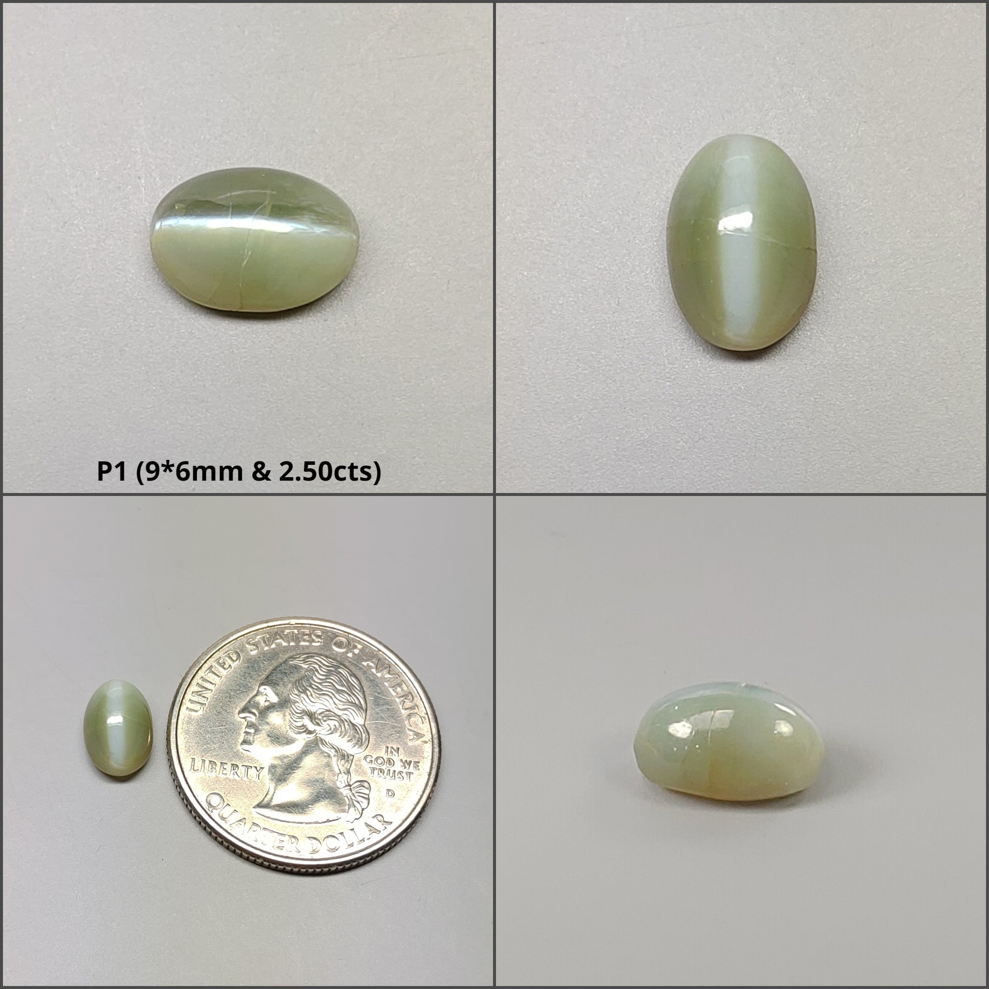Natural Untreated Unheated Chrysoberyl Cat's Eye Gemstone Cabochon - Oval Shape for Jewelry Making, Healing Crystals & Spiritual Collection