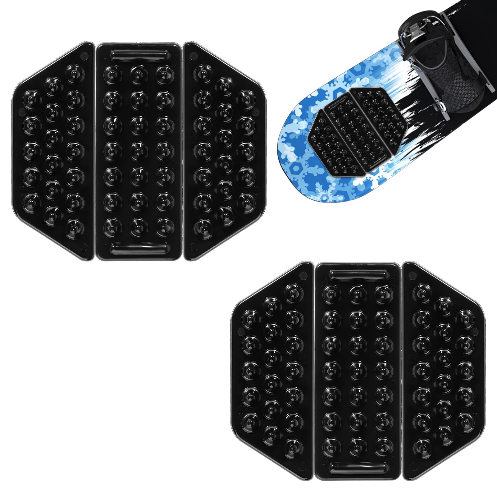 6pcs Black Spike Snowboard Stomp Pads - Anti-Slip Grip Mat for Enhanced Control & Safety | Perfect for Skiing, Snowboarding & Winter Sports Accessories