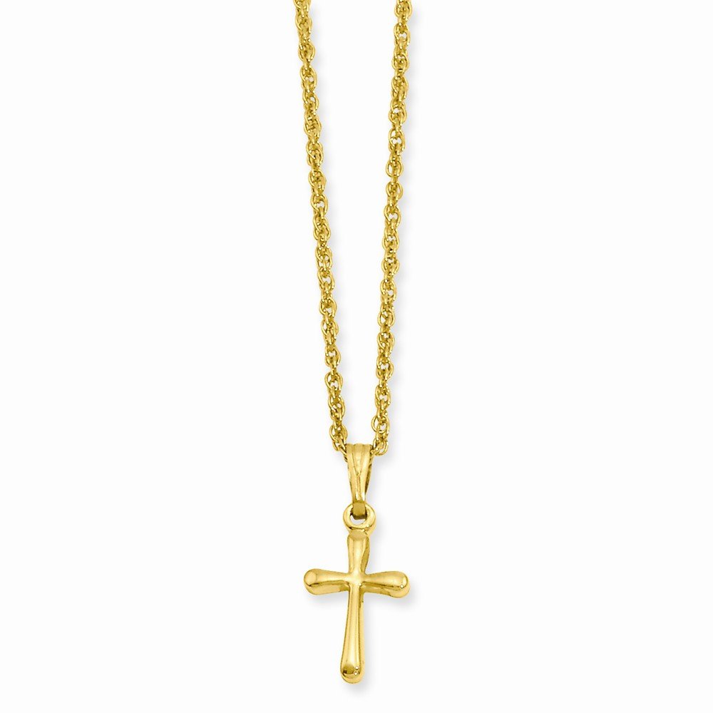 Gold-Plated Small Plain Rounded Cross Pendant Necklace - Sonia Jewels Elegant Religious Jewelry for Women, Perfect for Daily Wear, Church, Gifts & Special Occasions