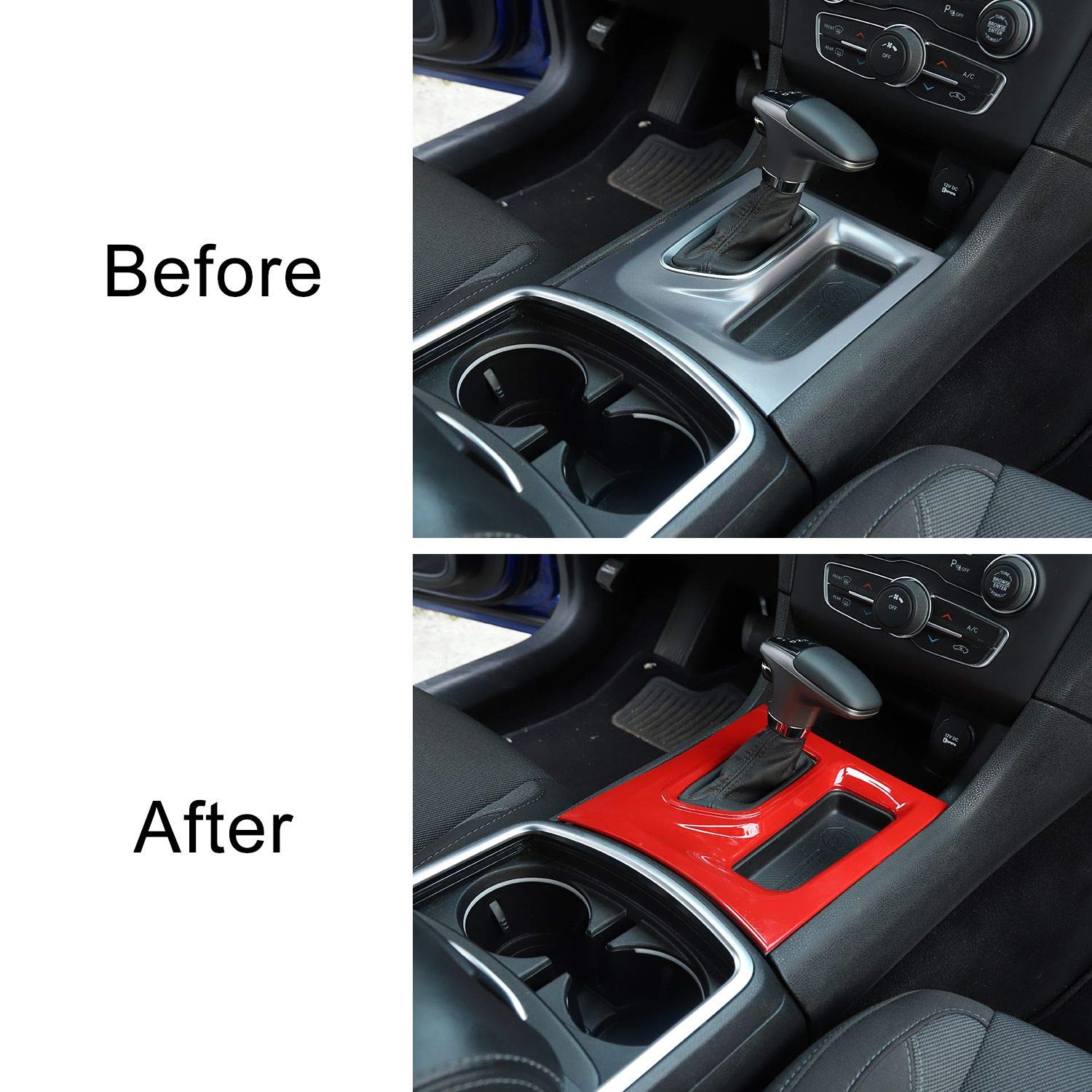 Premium ABS Red Gear Shift Trim Panel for 2015-2024 Dodge Charger - Interior Console Upgrade Accessory | Enhances Driving Comfort & Style