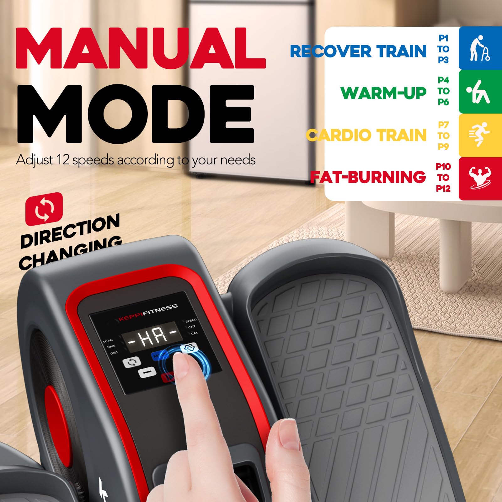 KeppiFitness Under Desk Elliptical Machine - Quiet Mini Leg Exerciser for Home & Office with Remote Control | Electric Seated Pedal Trainer for Seniors & Adults | Perfect for Work from Home, Physical Therapy & Low-Impact Workouts