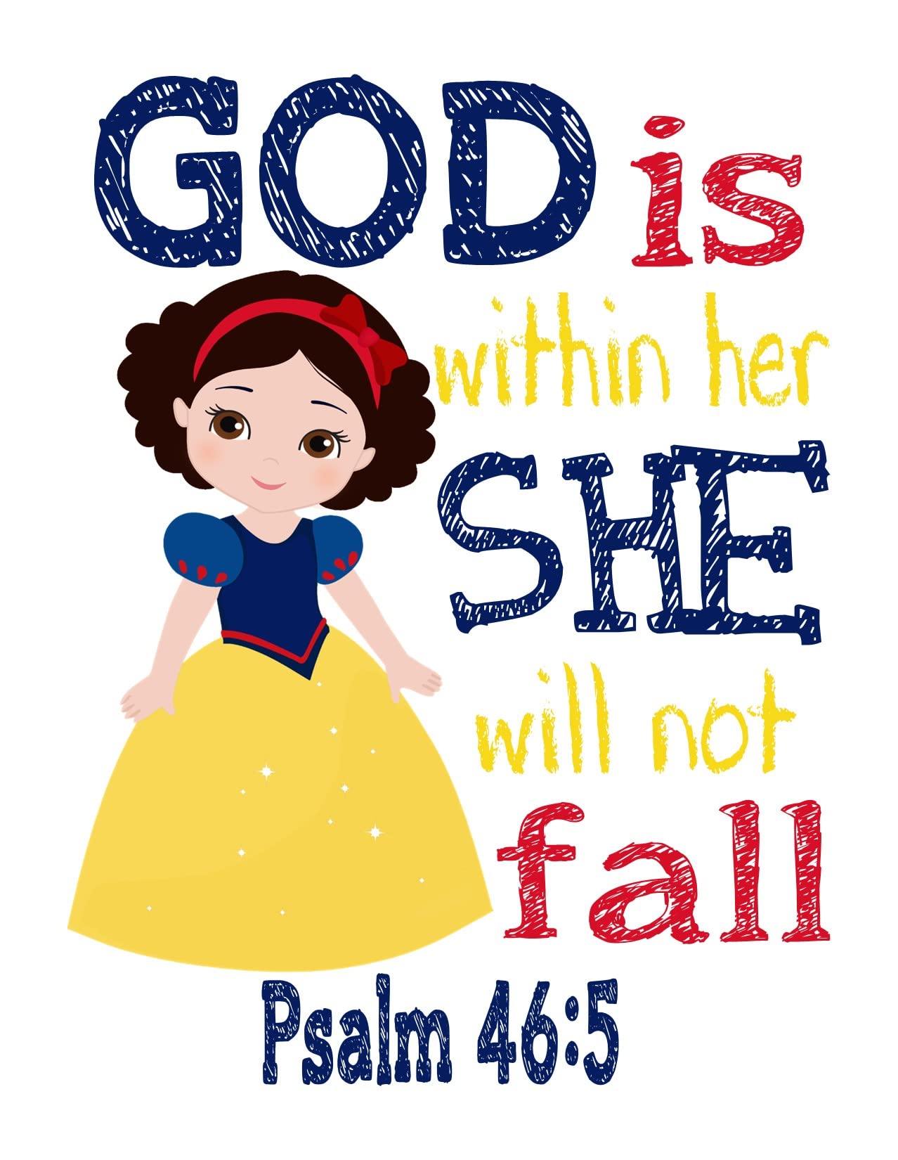 Princess Nursery Decor Set - Snow White, Ariel, Cinderella & Pocahontas Bible Verse Prints for Baby Room