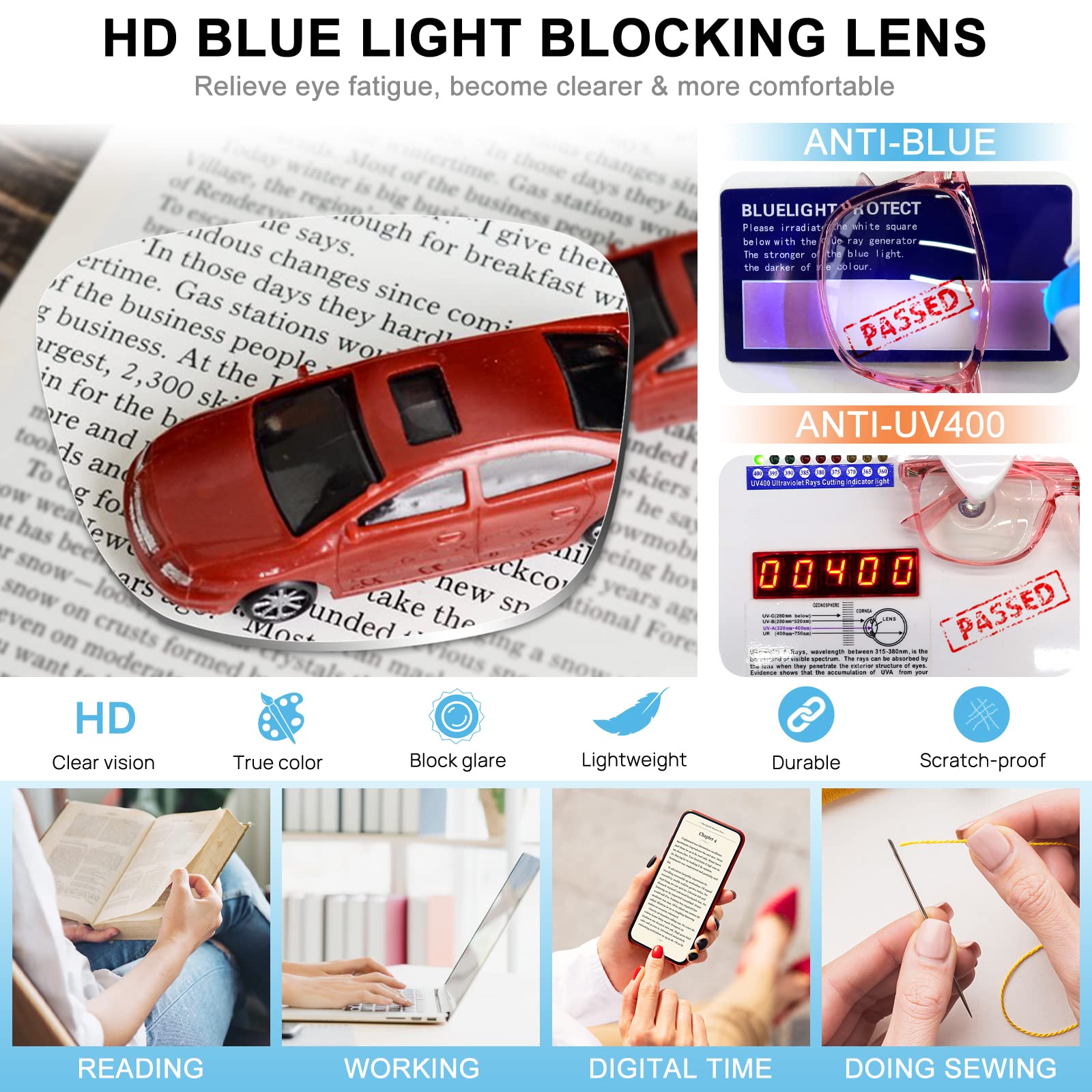Blue Light Blocking Reading Glasses for Women - MARE AZZURO Computer Glasses with Anti-Glare Lenses (0.00 to 6.00 Strength) in Pink - Perfect for Screen Time, Reading & Office Work