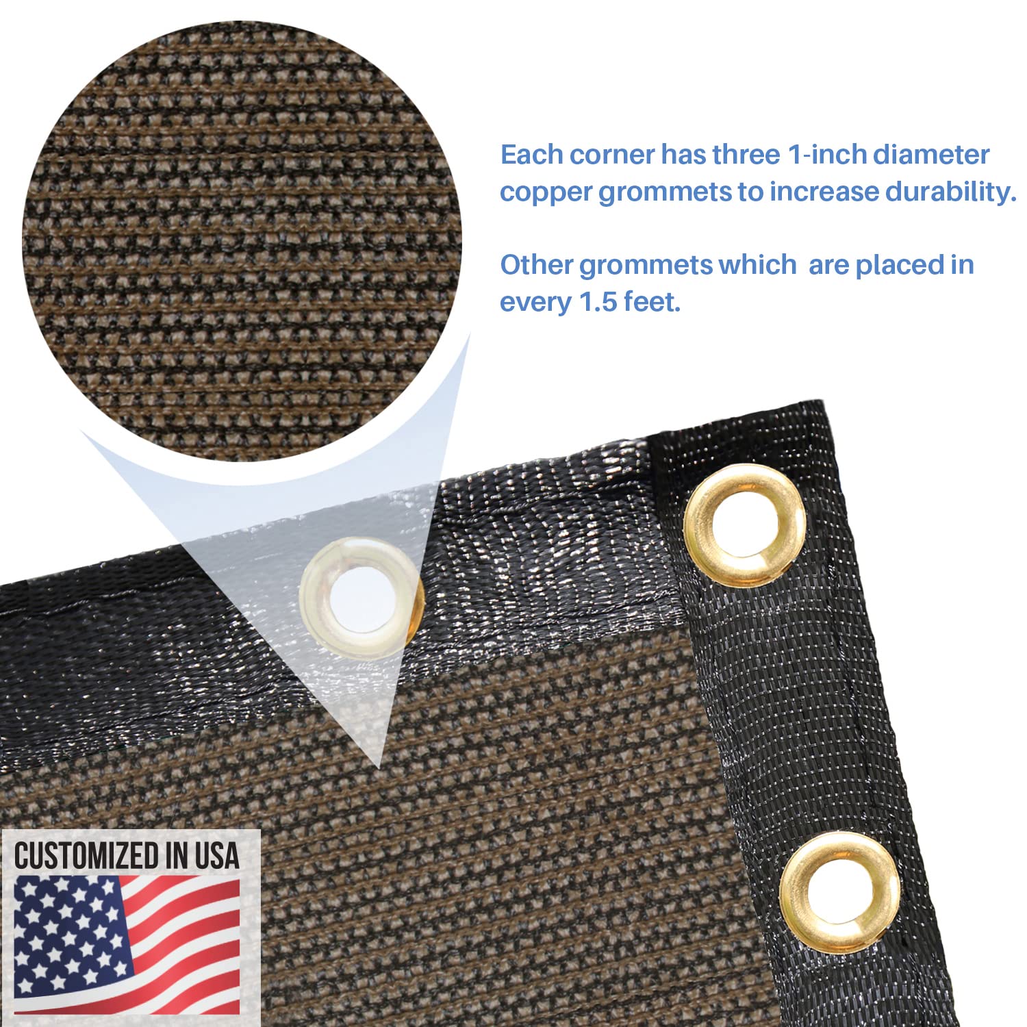 E&K Sunrise 3' x 243' Privacy Fence Screen with Grommets - UV Resistant Outdoor Windscreen for Backyard, Garden & Patio Cover - Brown Privacy Fence Mesh for Shade & Wind Protection (Perfect for Pool Areas, Decks & Outdoor Events)