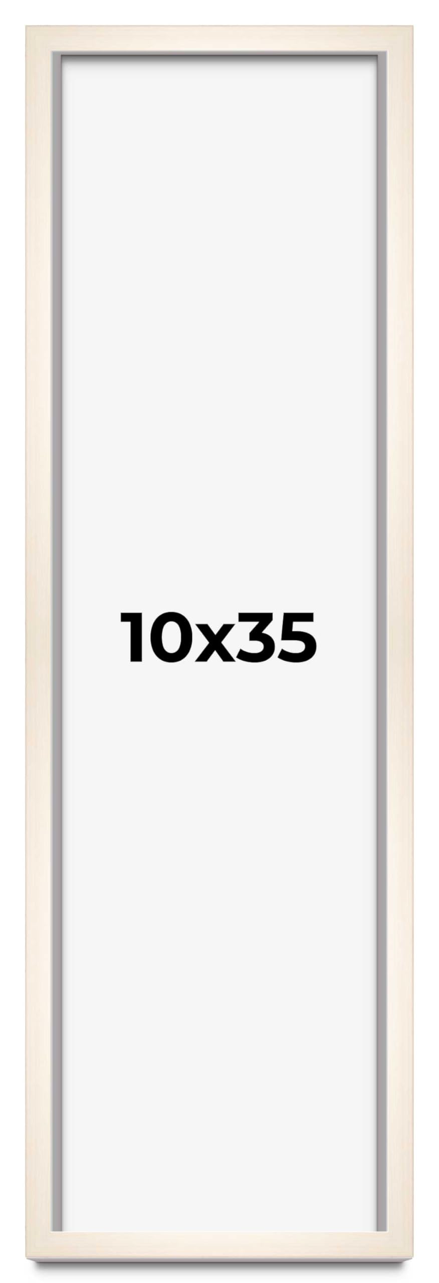CountryArtHouse 10x35 White Washed Solid Wood Picture Frame - 0.8125 Inch Moulding Width with UV Acrylic Plexiglass & Acid-Free Backing - Perfect for Wall Art, Family Photos, and Home Decor