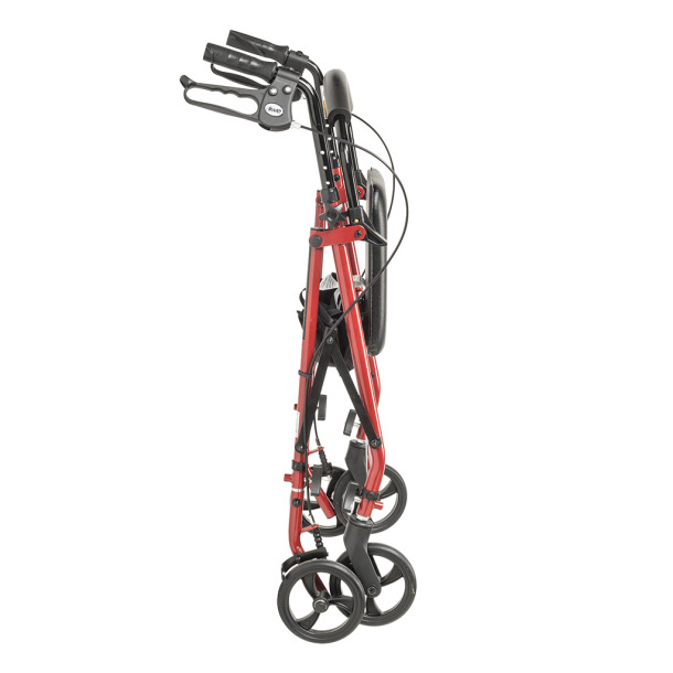 Drive Medical R800KD RD Steel Rollator Walker with 6 Wheels - Red | Mobility Aid for Seniors & Adults | Indoor & Outdoor Use for Stability & Support