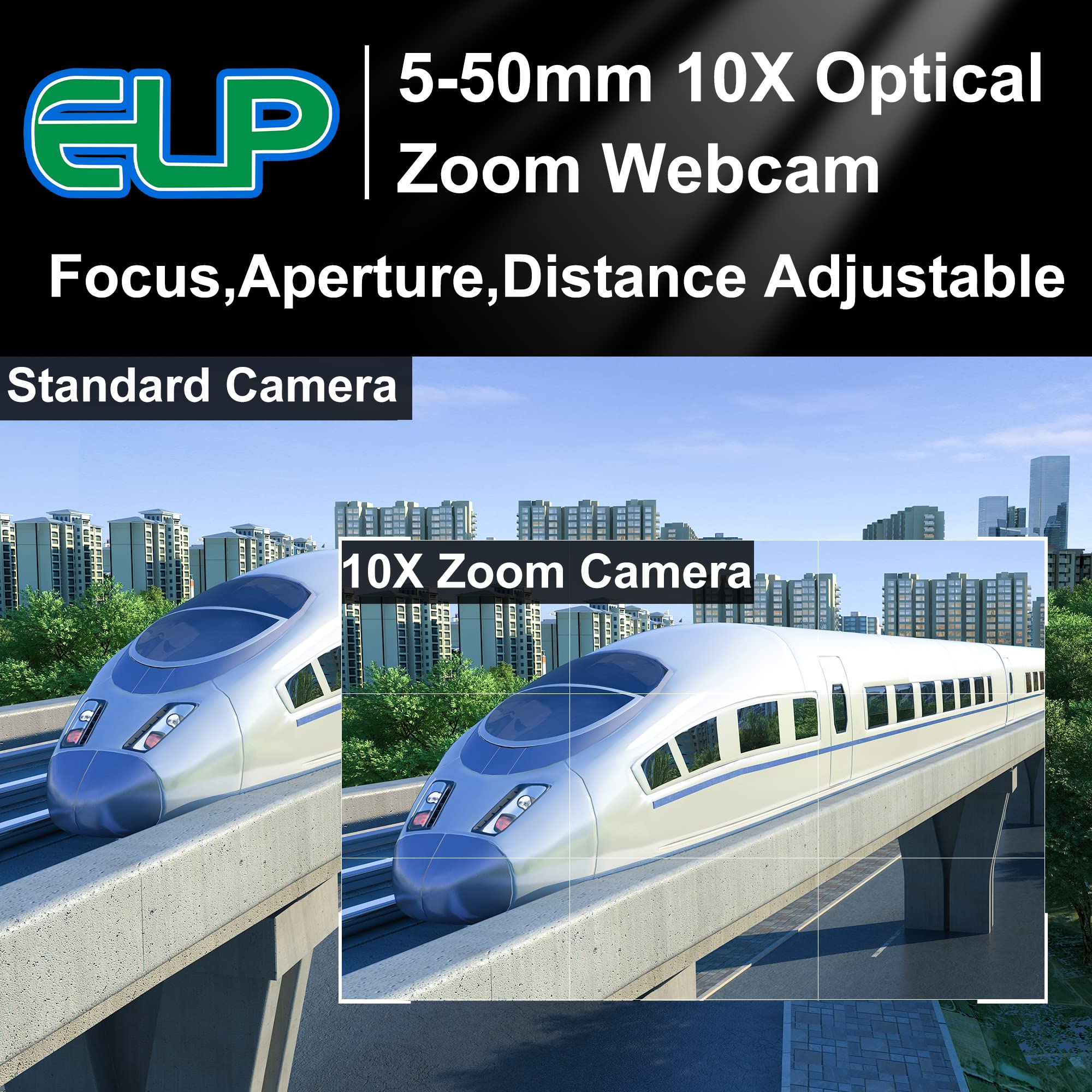 ELP 4K USB Webcam with Microphone - 8MP IMX317 Sensor, 5-50mm Manual Zoom Lens, 3840x2160@30fps - Compatible with Windows, Linux, Mac & Raspberry Pi - Perfect for Video Conferencing, Live Streaming & Online Classes