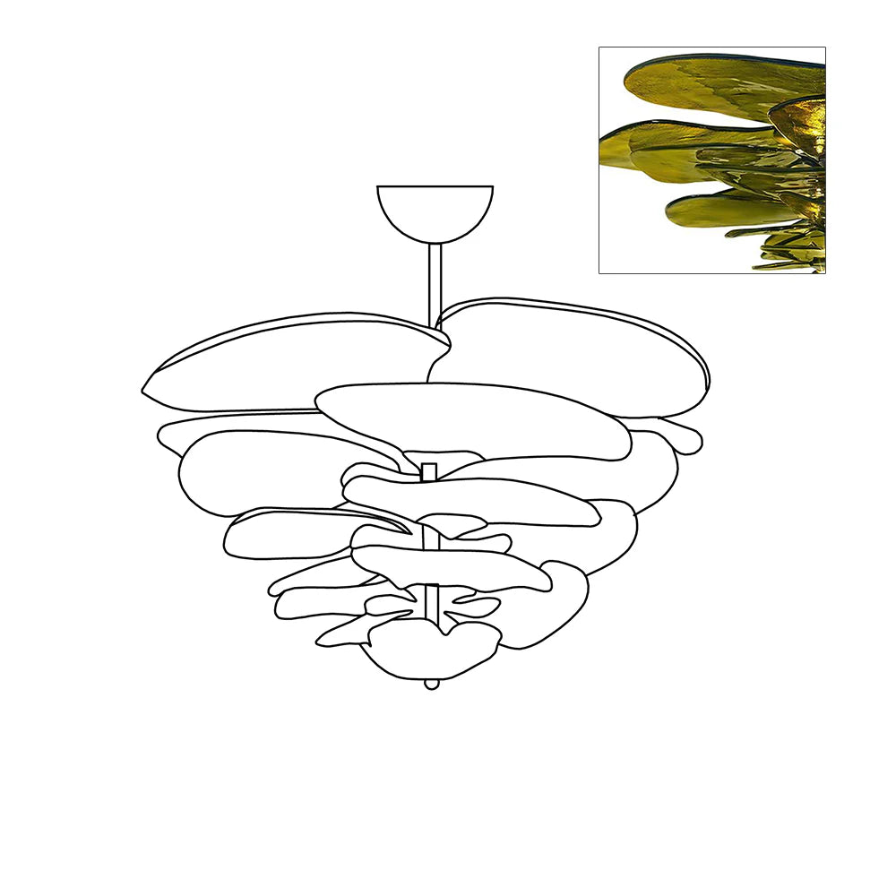 Elegant Lilypad Glass Chandelier - Modern Crystal Ceiling Light Fixture for Dining Room, Living Room & Bedroom Decor | Perfect for Home Lighting and Interior Design