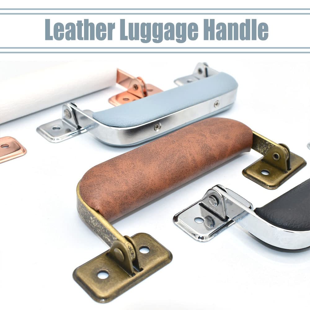Vintage Style Leather Luggage Handle Replacement Strap - 2pcs Set for Trunk, Handbag, Briefcase & Suitcase (White Rose Gold) | Travel Accessories & Business Carry-On Upgrade
