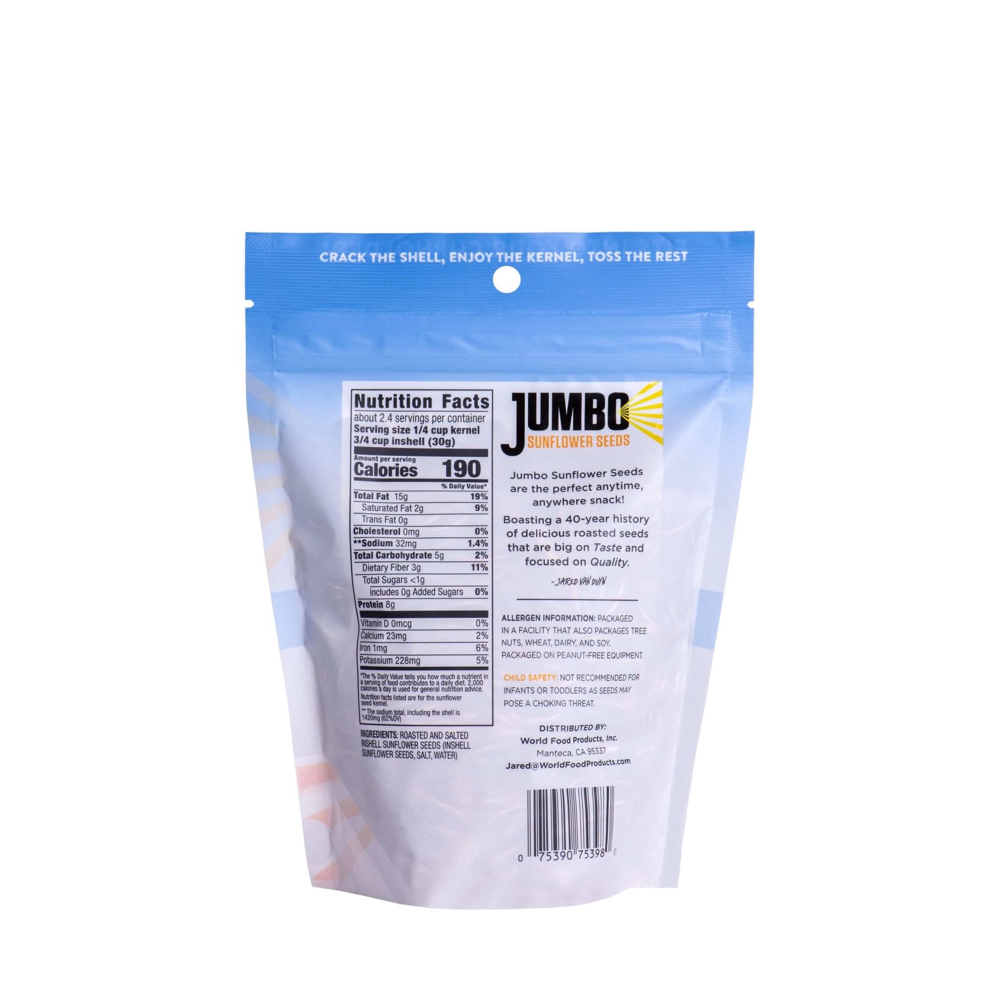 Jumbo Sunflower Seeds Sampler Pack - Original, Ranch, Pepper, BBQ, Chipotle, No Salt (11 Bags) | Healthy Snacks for Road Trips, Office & Outdoor Activities