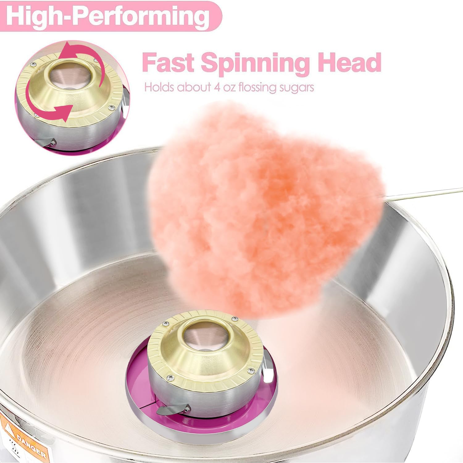 Commercial Cotton Candy Machine 1080W - Electric Candy Floss Maker with Sugar Scoop, LED Lights & Music - Perfect for Family Parties, Carnivals, Amusement Parks, Birthday Events & Home Entertainment
