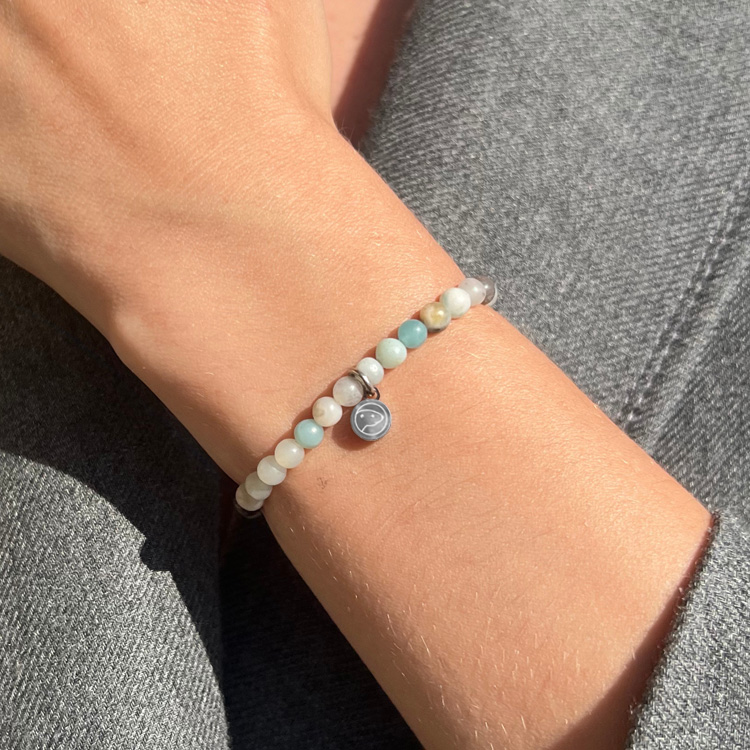Amazonite Beaded Bracelet for Women - Natural Stone Healing Jewelry, Adjustable Mini Stretch Bracelet for Stress Relief & Positive Energy - Perfect for Yoga, Meditation & Everyday Wear