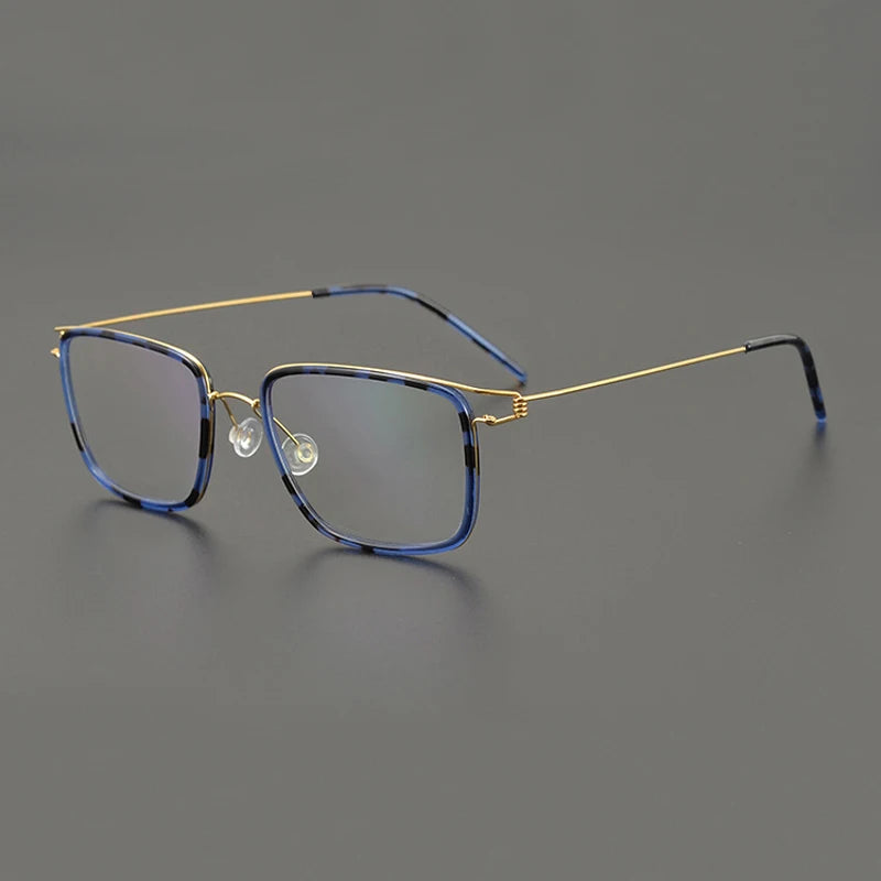 Stylish Unisex Black Titanium Square Screwless Eyeglasses Frame 6062 - Lightweight & Durable for Work, Reading & Fashion