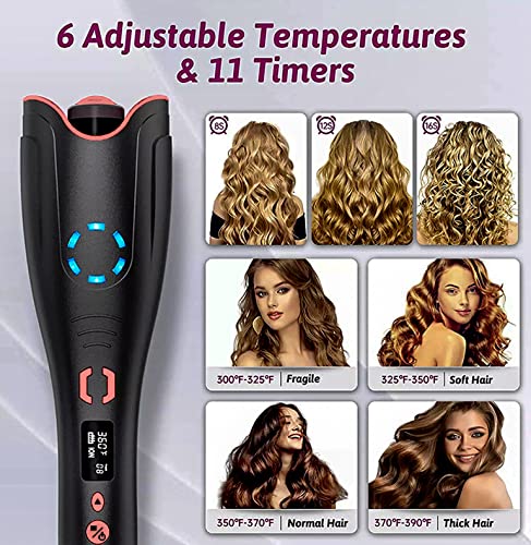 Auto Hair Curler with LCD Display & Timer - Fast Heating Curling Iron for All Hair Types, Auto Shut-Off Curling Wand - Perfect for Home Styling, Travel & Salon Use