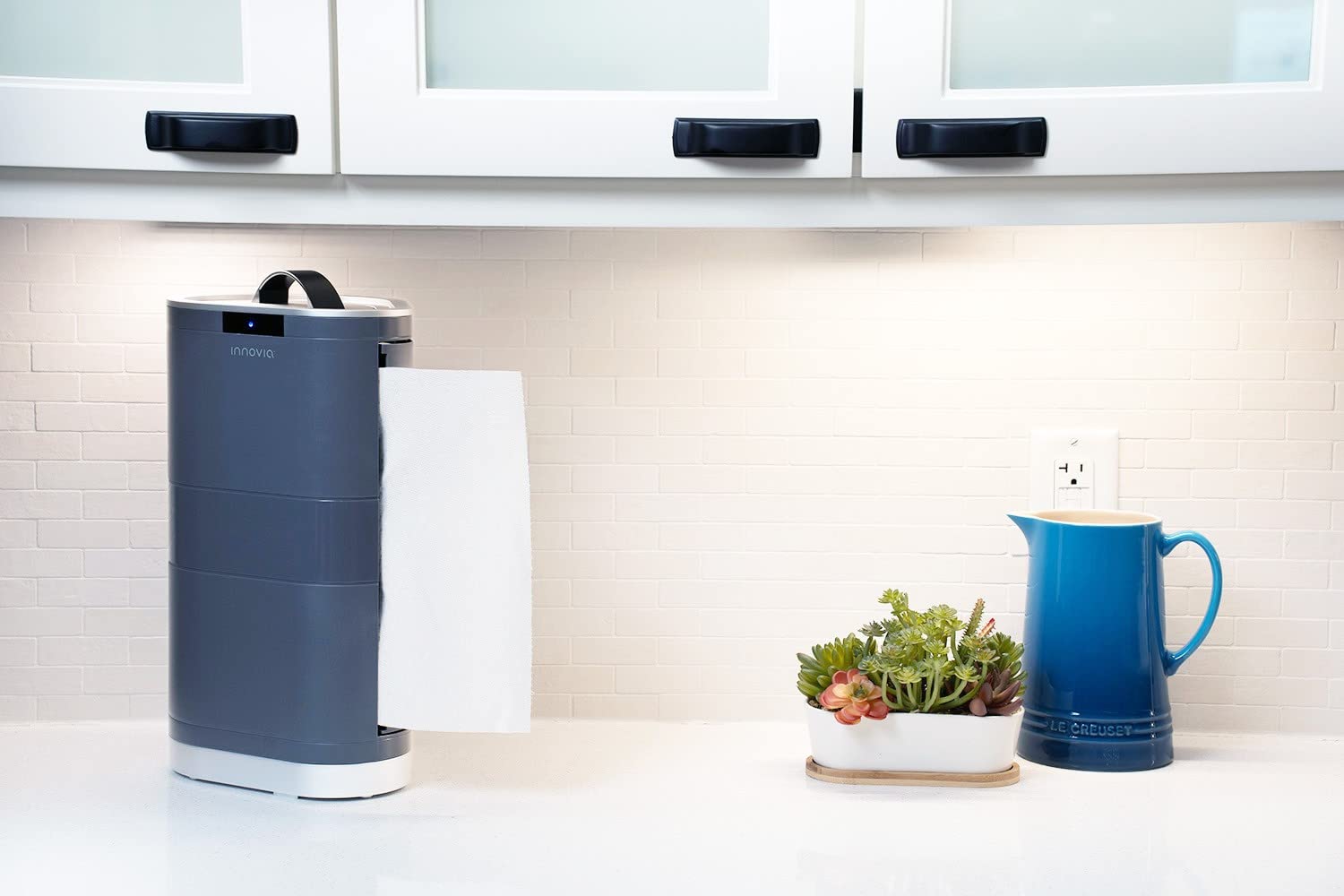 Innovia Touchless Paper Towel Dispenser - Automatic Countertop Hand Towel Holder, Grey | Hygienic Kitchen & Bathroom Solution for Home & Office